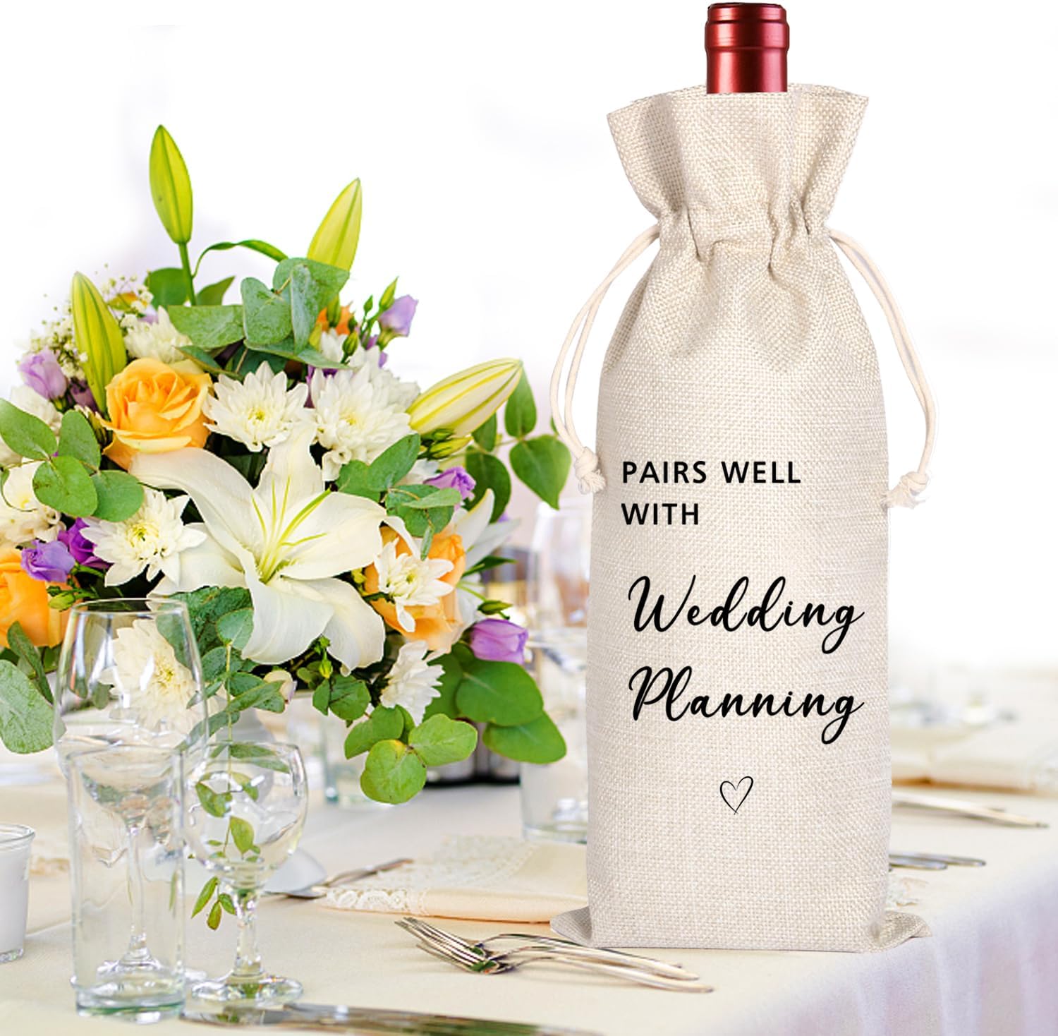 Wedding Planning Gift | Wedding Engagement Gifts Wine Bag | Engagement Party Gifts | Pairs well with wedding planning Mr and Mrs Gifts for Couple 11WB44