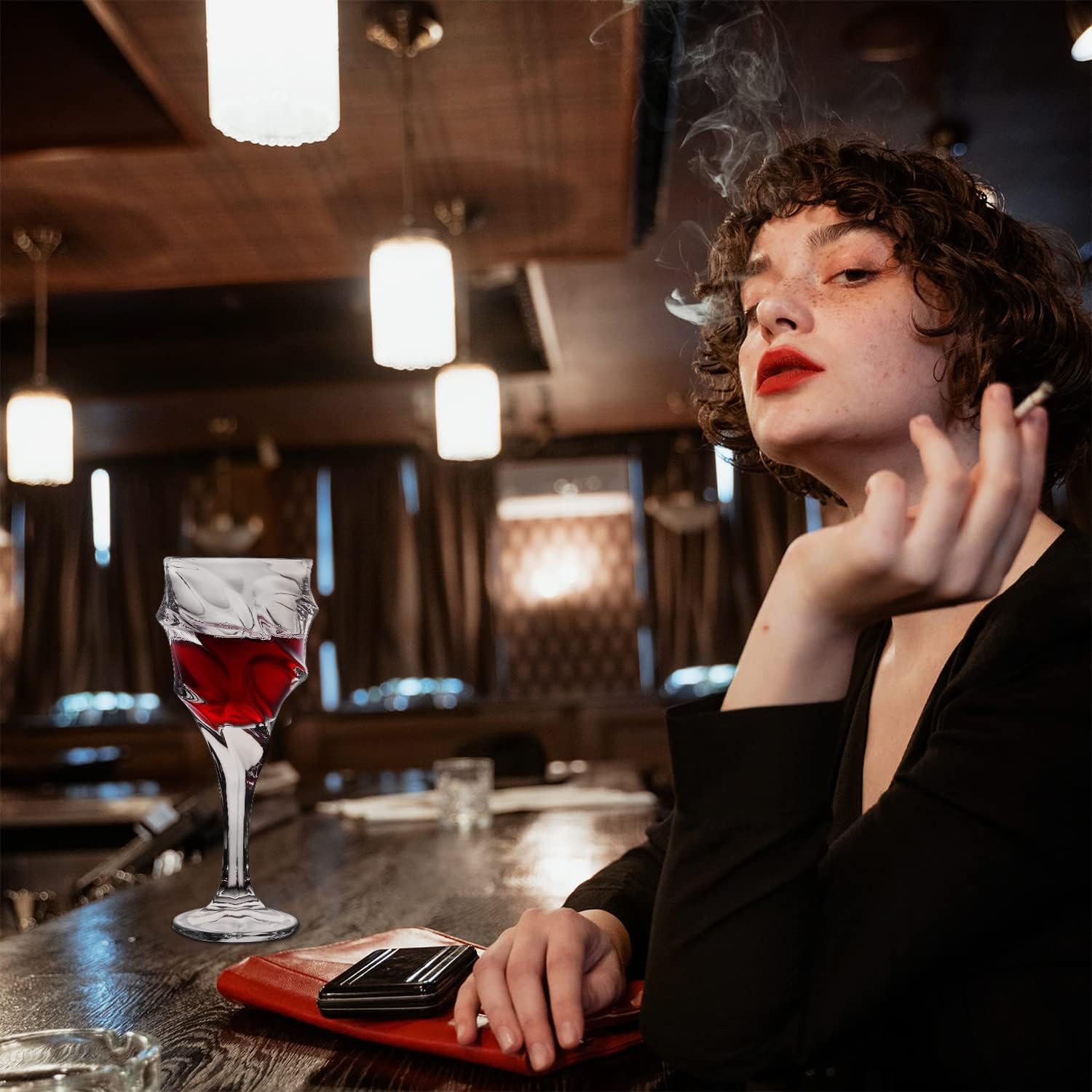 11oz Crystal Wine Gglasses Set with Luxury Gift Box Red Wine Set of 2 -Wedding Gift for Men or Women(Space wine glasses)