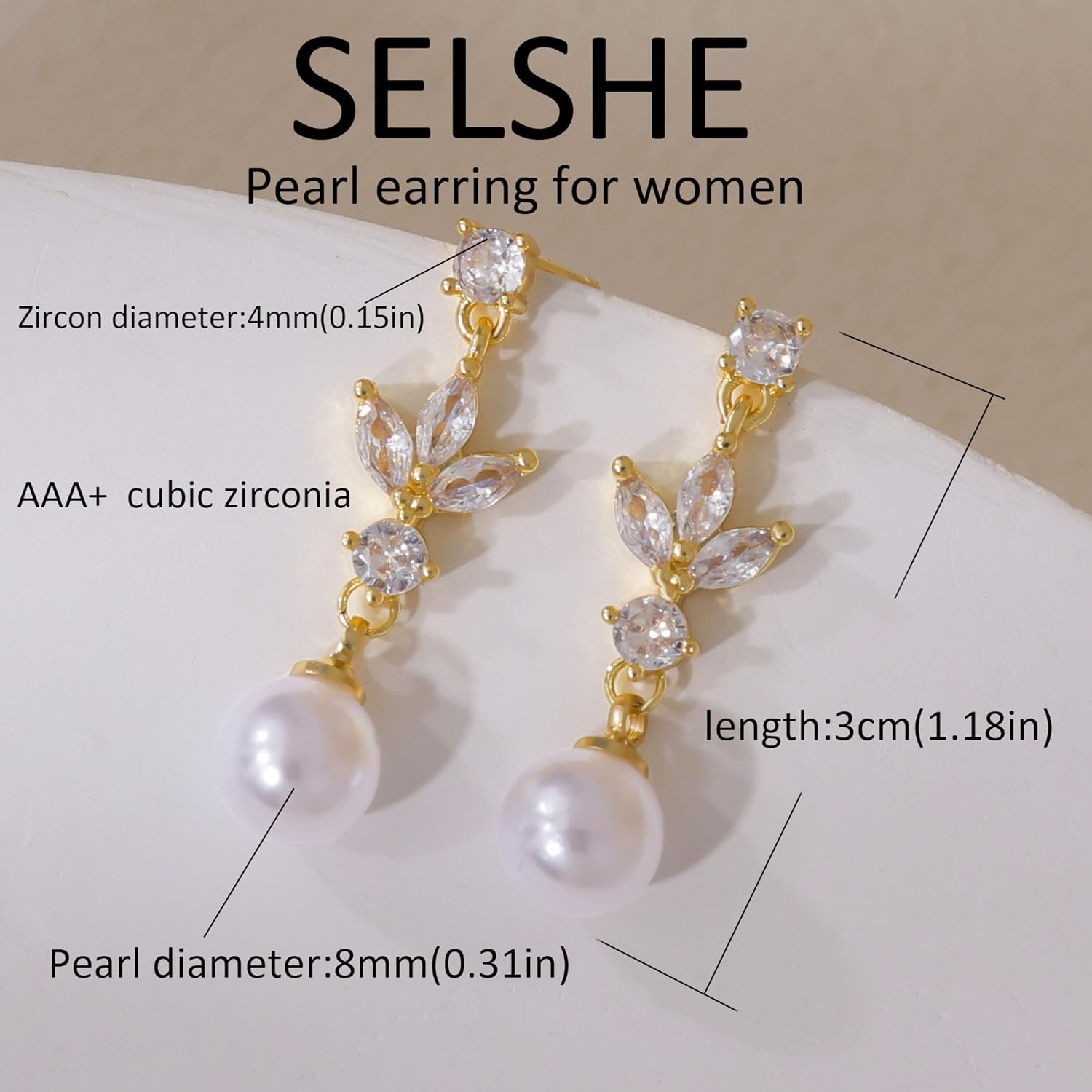SELSHE Dangle Earrings for Women, 14k Gold Plated Pearl Drop Earring Dainty Gold Earrings for Women Trendy Cute Prom Bridal Earring Long Wedding Pearl Earring Formal Jewelry