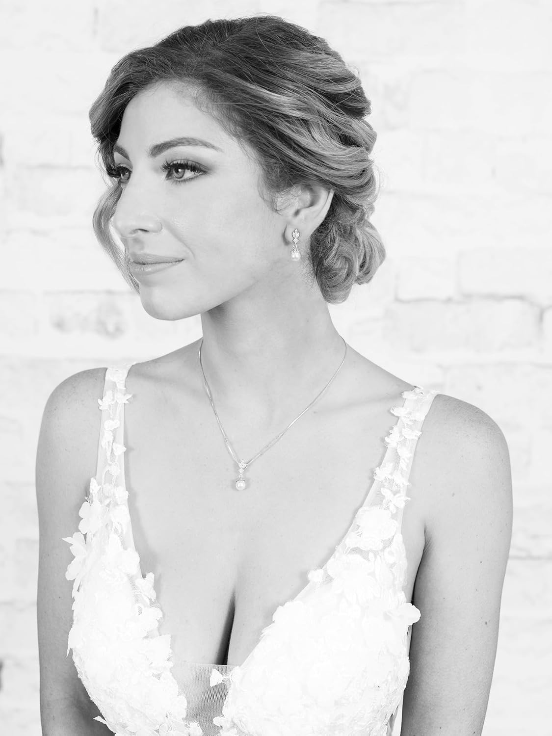 Mariell Ivory Pearl Necklace and Drop Earrings Bridal and Wedding Jewelry Set for Women, Brides, Bridesmaids or Mother of the Bride, Perfect Jewelry Gift for Women