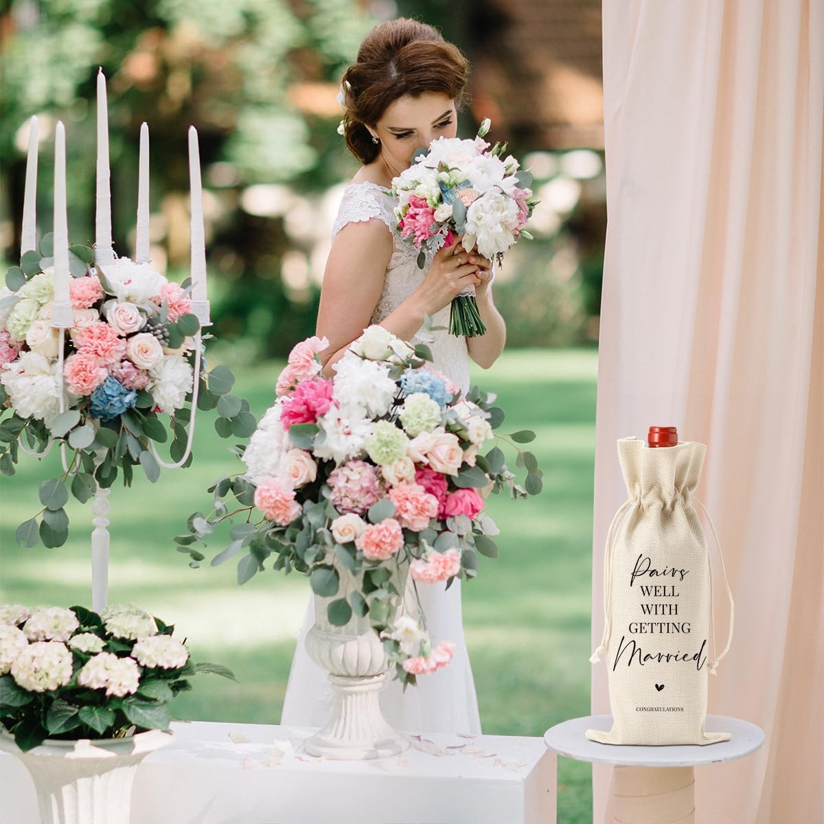 Wedding Gifts for Bride and Couple – Bridal Shower, Honeymoon, Bachelorette Party Wine Bag for Women, Men, Friend, Niece – Mrs Gift for Wine Bottles