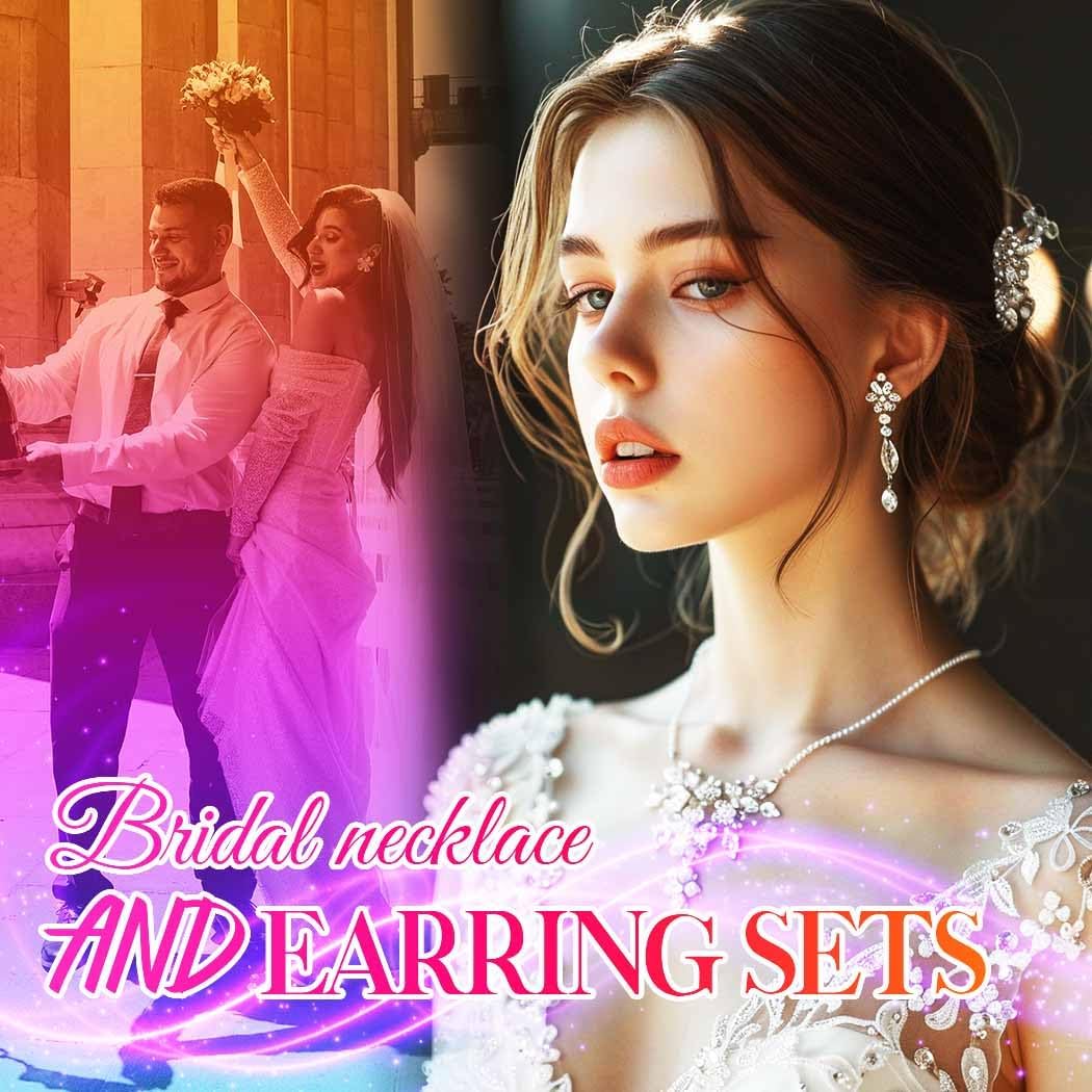 Unicra Rhinestone Bridal Wedding Jewelry Sets Gold Necklace Earrings Set Leaf Prom Formal Costume Jewelry Set for Women and Brides