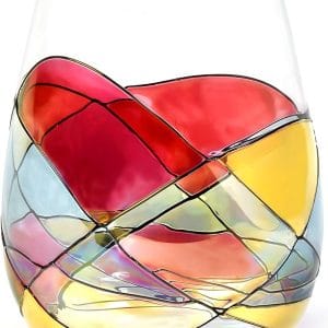 BARCELONA Stemless Wine Glasses HandPainted Set of 1 Unique Wine Gift for Wedding, Anniversary, Housewarming & Christmas Sagrada Familia Style Ideal for Women & Men