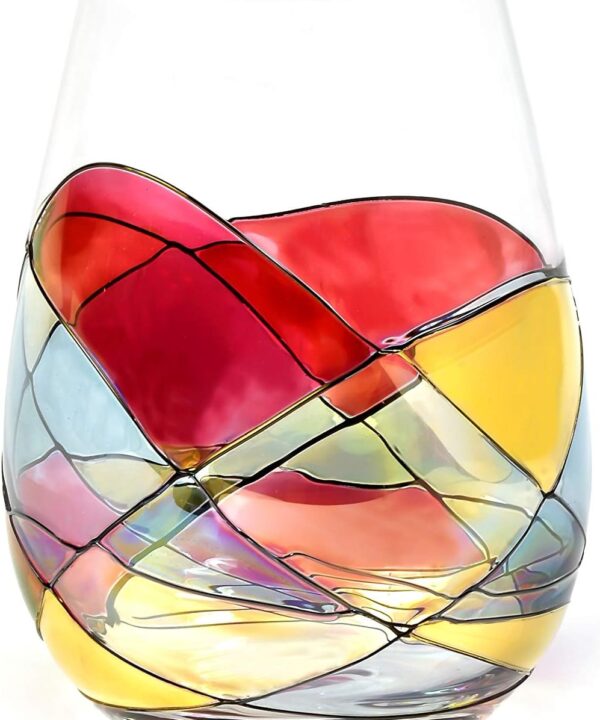 BARCELONA Stemless Wine Glasses  HandPainted Set of 1 Unique Wine Gift for Wedding, Anniversary, Housewarming & Christmas  Sagrada Familia Style  Ideal for Women & Men