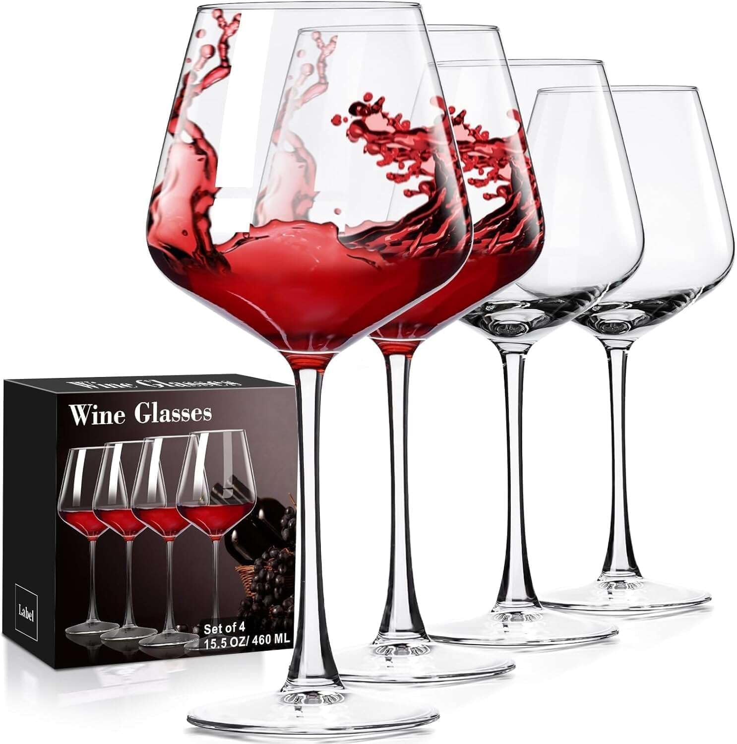 PARACITY Wine Glasses Set, Hand Blown Burgundy Wine Glass for Red and White Wine, 16oz Red Wine Glasses for Women, Men, Wedding and Birthday