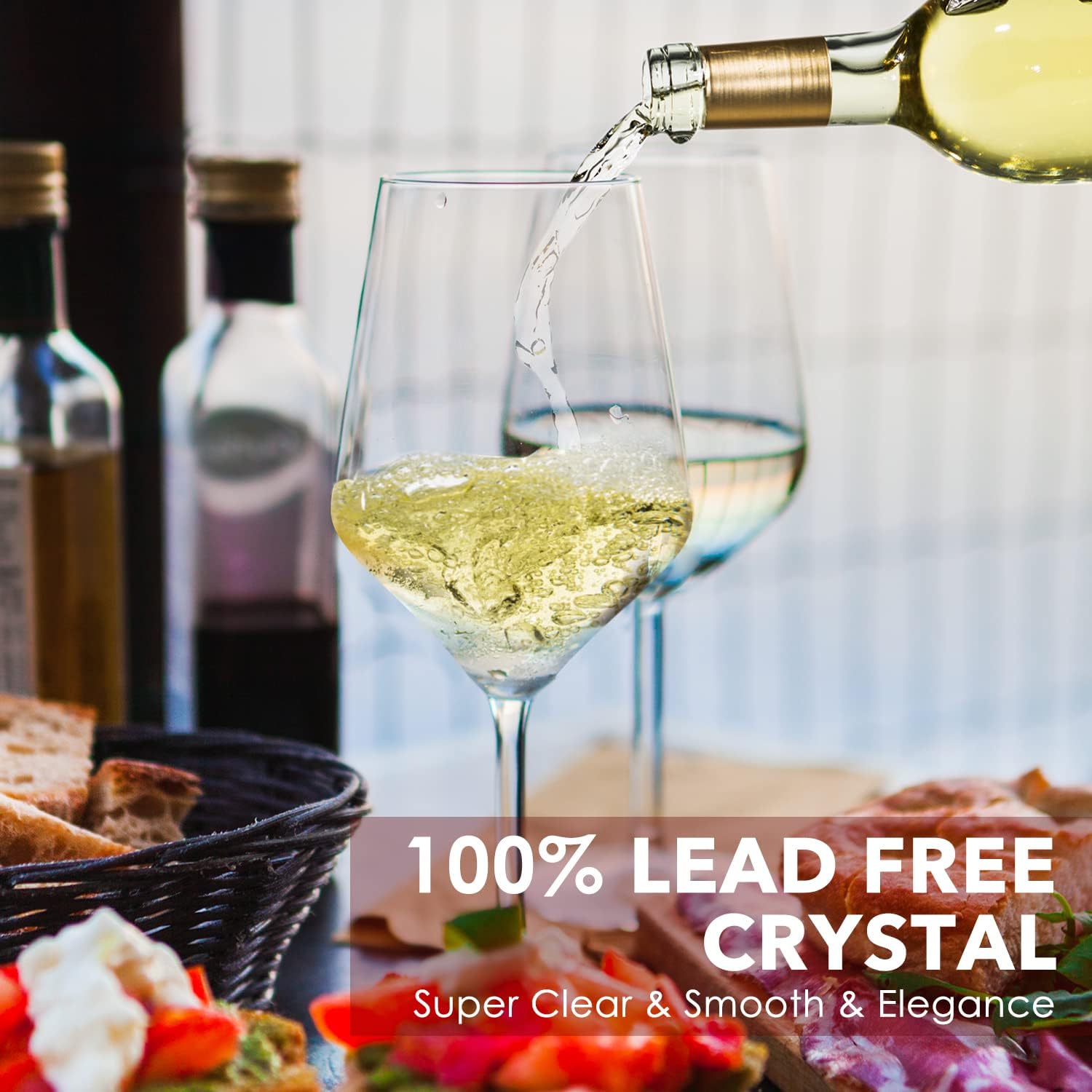 Chouggo Wine Glasses Set of 6, Hand Blown Crystal Red Wine or White Wine Glass – 15Oz, Hand Crafted by Artisans – Gifts for Women, Men, Wedding, Anniversary, Christmas, Birthday