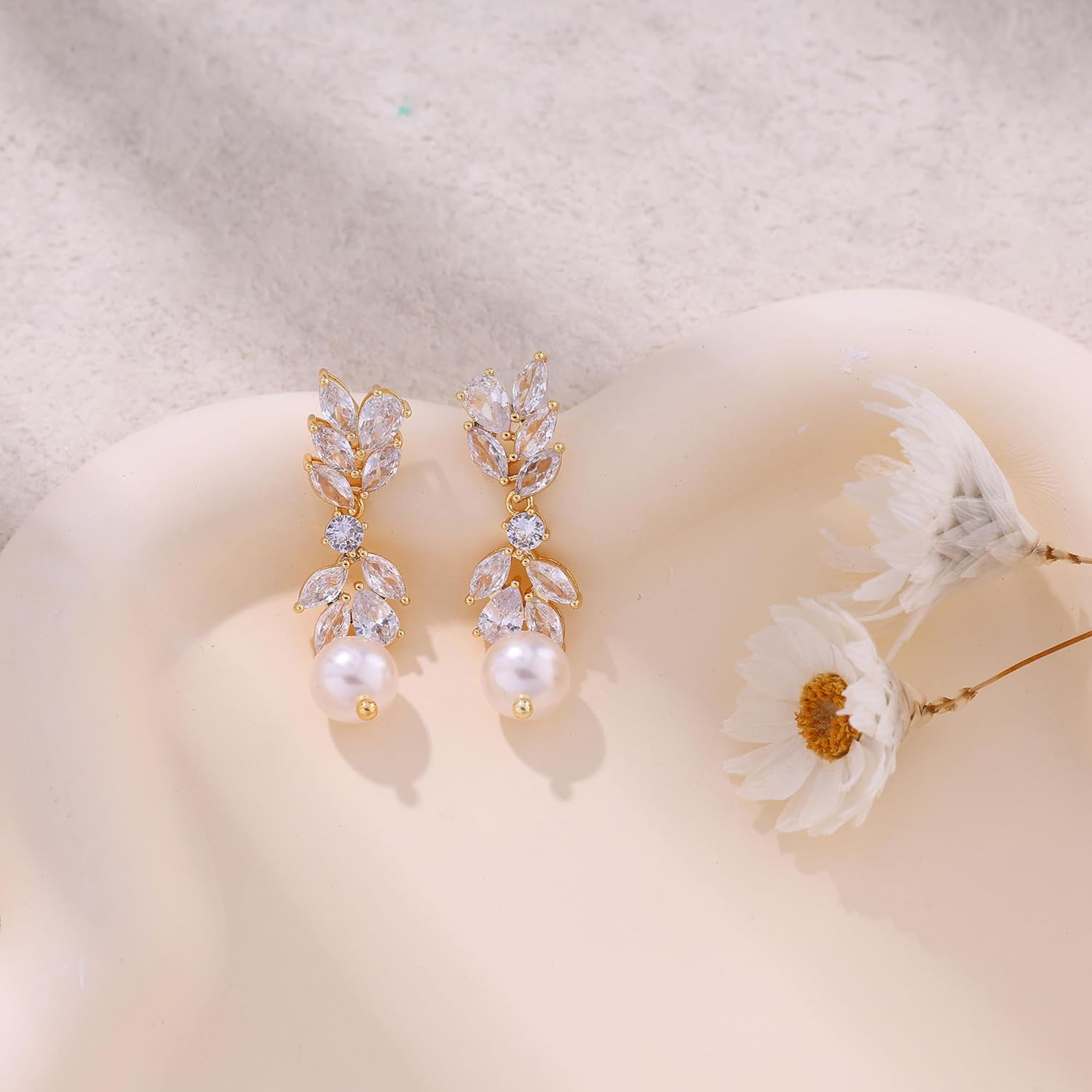 14K Gold Plated Butterfly Dangle Earrings for Women – Dainty, Trendy, Hypoallergenic CZ Drop Earrings – Simple Long Dangling Jewelry