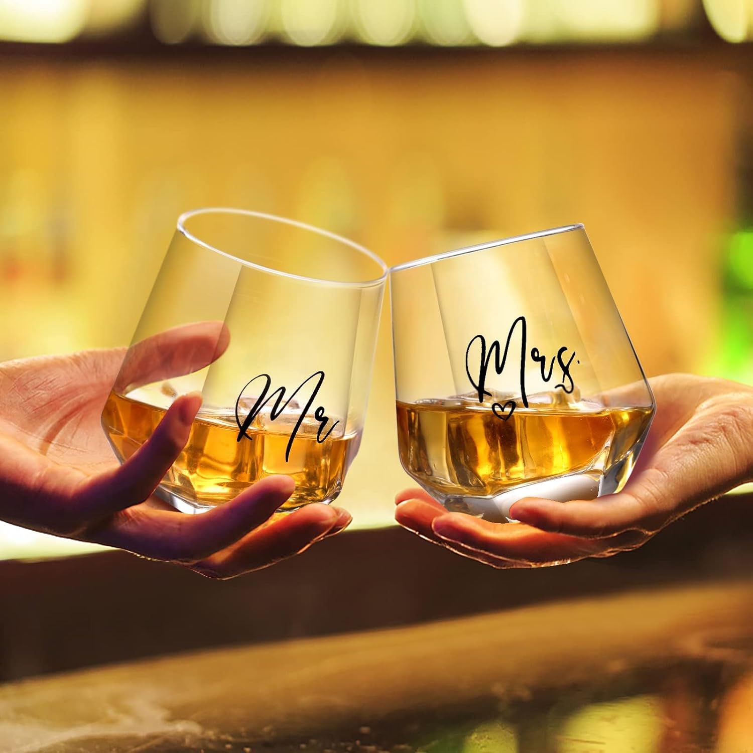 Mr and Mrs Wine Glasses Wedding Gifts for Bride and Groom -Gifts for Bridal Shower Engagement Wedding and Married Anniversary-His & Hers, Engagement Gift