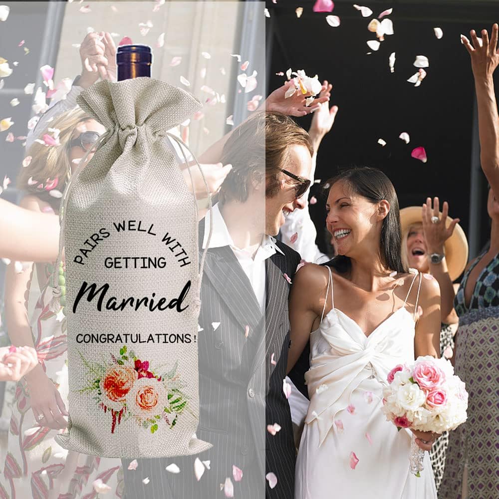 LANBAIHE Wedding Wine Bag, Getting Married Congratulations Wine Bag, Gift for Wedding, Engagement, Couples, Bride, Gifts For Her