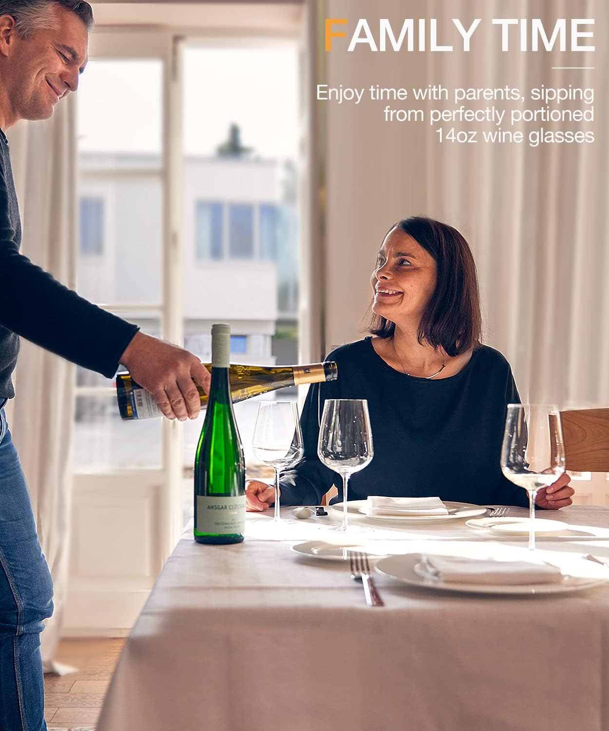 LUNA & MANTHA White Wine Glasses Set of 4, Crystal Wine Glasses with Stem, Hand Blown 14oz, Perfect for RedWhite Gift Packaging for Daily Use, Father’s Day, Wedding Anniversary or Birthday