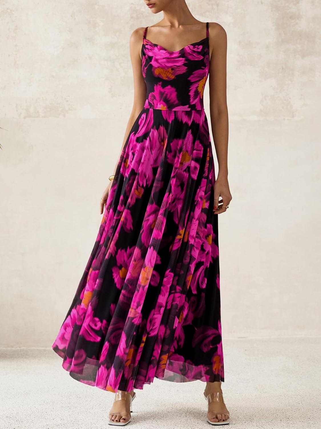 BTFBM Women Summer Floral Maxi Dresses Elegant Spaghetti Strap Dress Printed Party Dress Beach Long Dresses