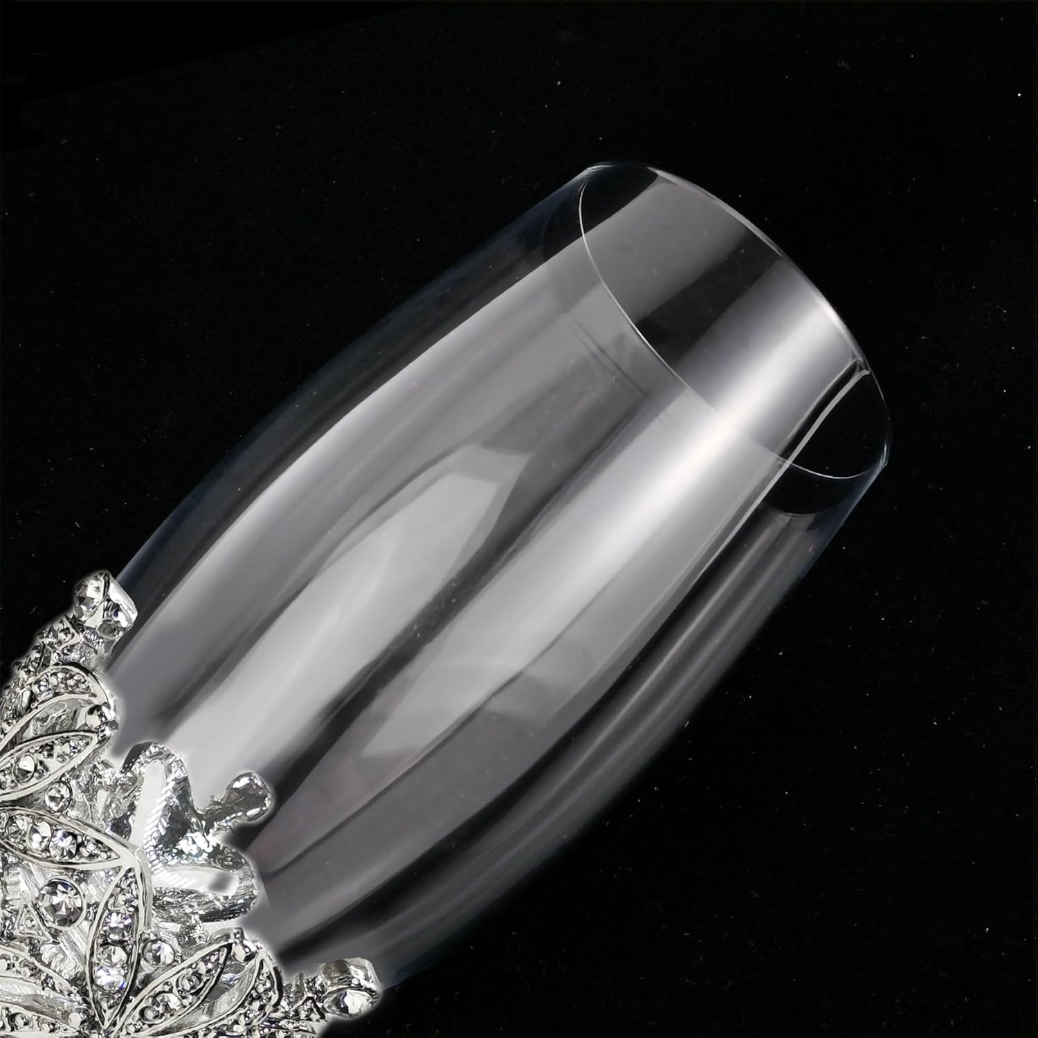 Silver Champagne Flutes -Wedding Toasting Glasses for His and Hers,Engagement Celebrations, Bridal Shower and Registry Idea, Gifts for Bride and Groom Gifts,7oz (Silver)