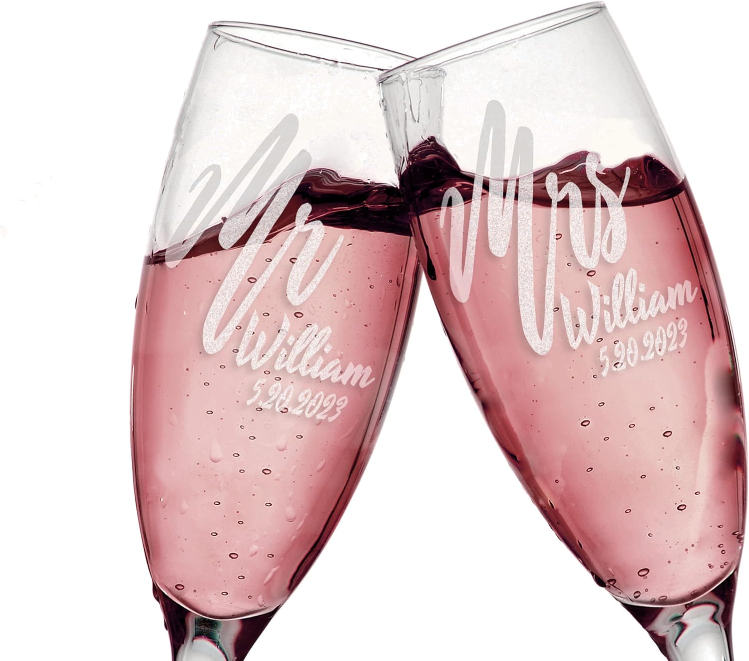 Mr. Mrs. Centerpieces Set of 2 Custom Engraved Wedding Flutes Wine Champagne Newlyweds Bride Groom Anniversary for Couples