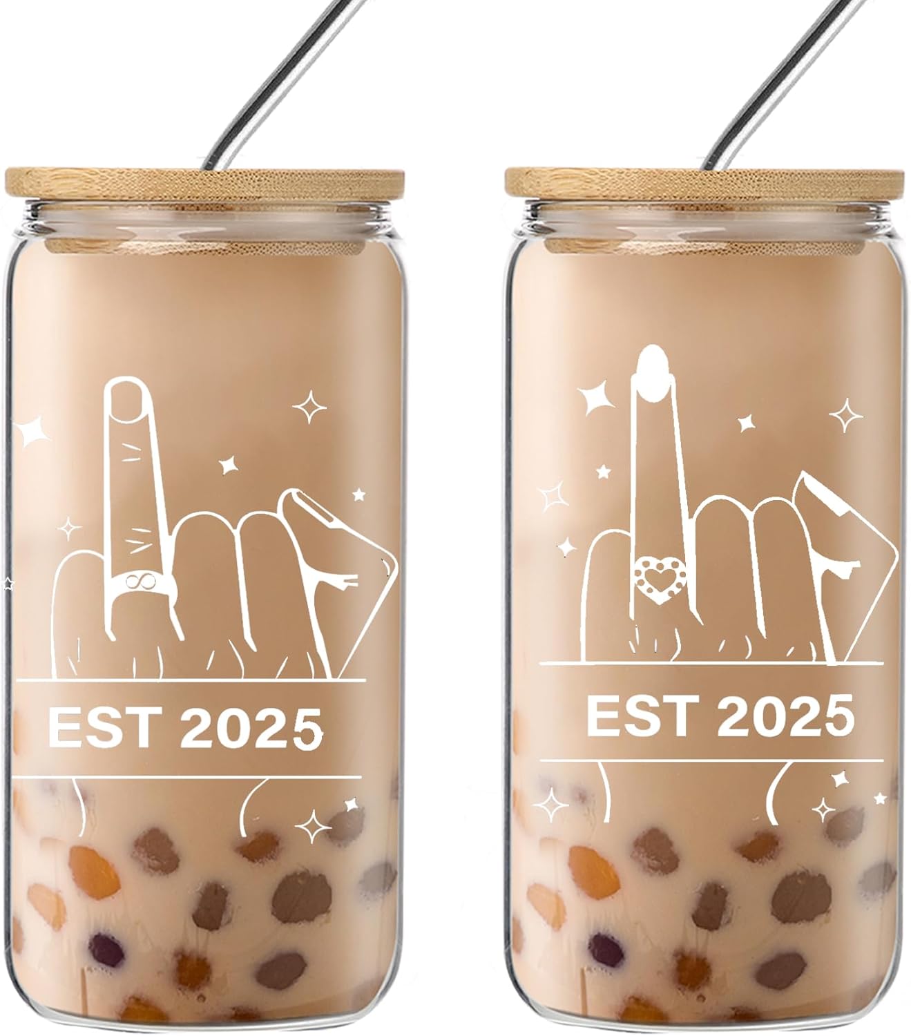 Funny Engagement Gift for Couples-Ring Finger Wedding Wine Glasses Cup-Cool Bridal Shower Gifts for Couples,Bride and Groom,Newlywed,Just Married,Mr and Mrs Gifts (fing-set)