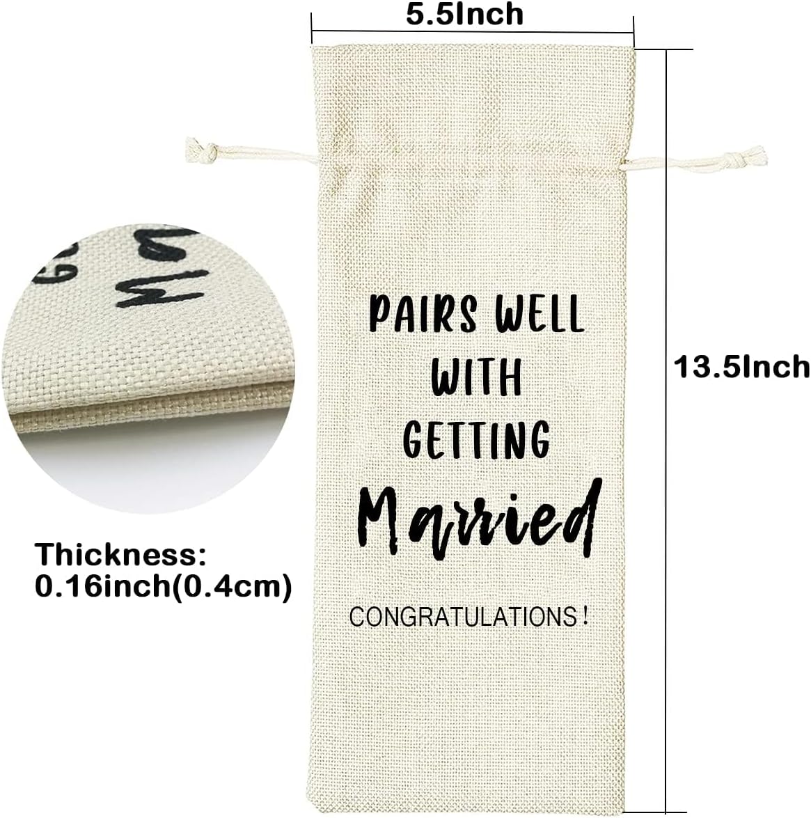 LANBAIHE Wedding Wine Bag,Linen Wine Gift Bag,Wedding Couples, Bride and Groom Gift,Wedding Gift,Reusable Wine Bag -Pairs Well With Getting Married