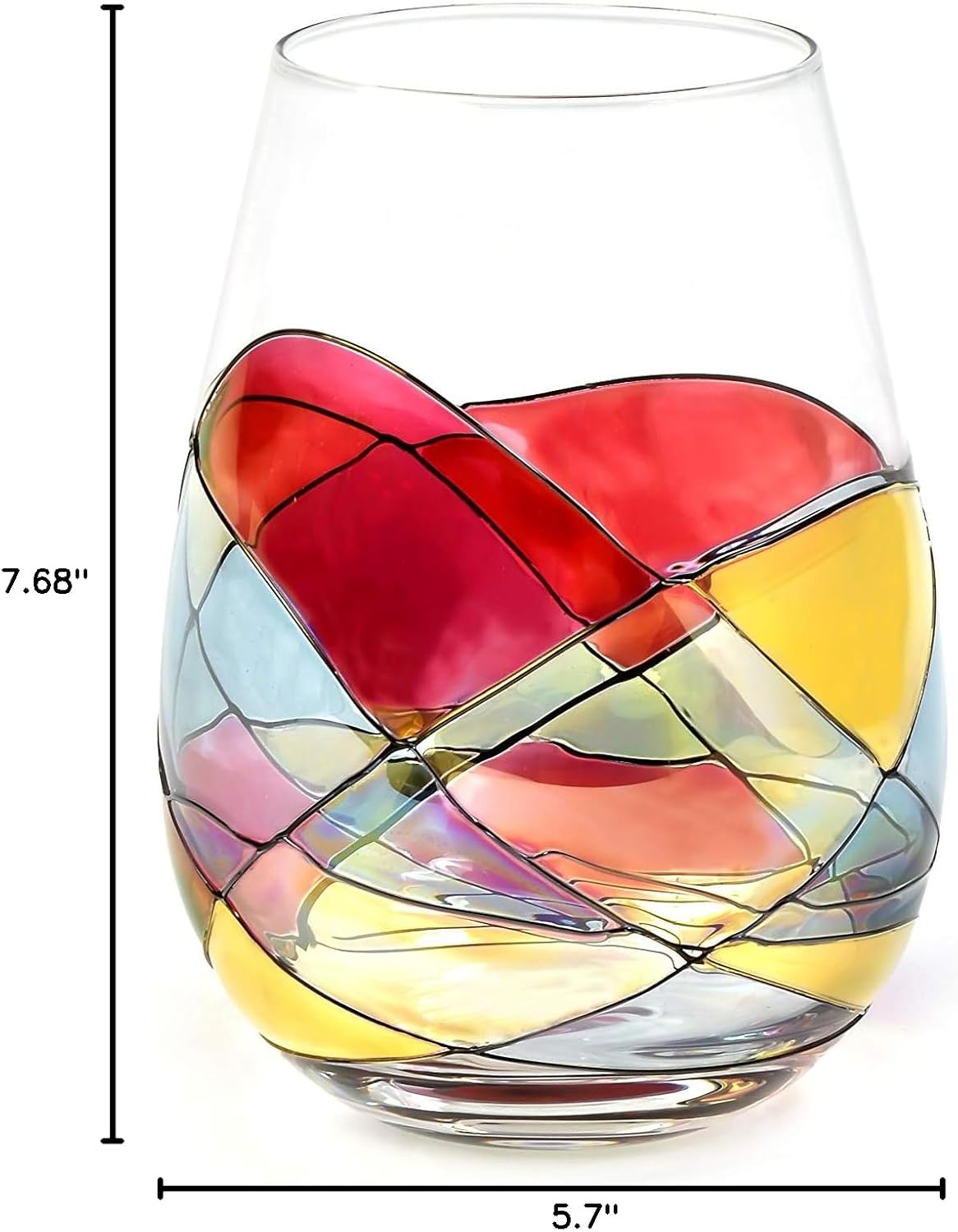 BARCELONA Stemless Wine Glasses HandPainted Set of 1 Unique Wine Gift for Wedding, Anniversary, Housewarming & Christmas Sagrada Familia Style Ideal for Women & Men