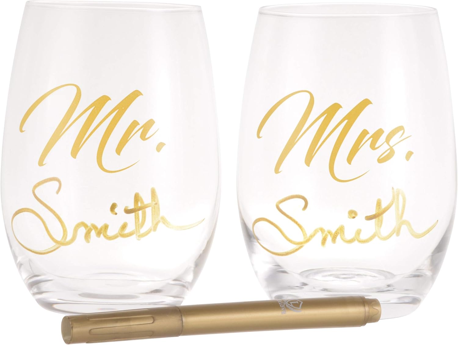 LUXLOVE – Mr. and Mrs. Tumbler Wine Glasses Set for Couples. Includes a Mr. and Mrs. Wine Stopper and Gift Box. A Great Gift For Weddings, Bridal Shower, Engagement, or Anniversary.