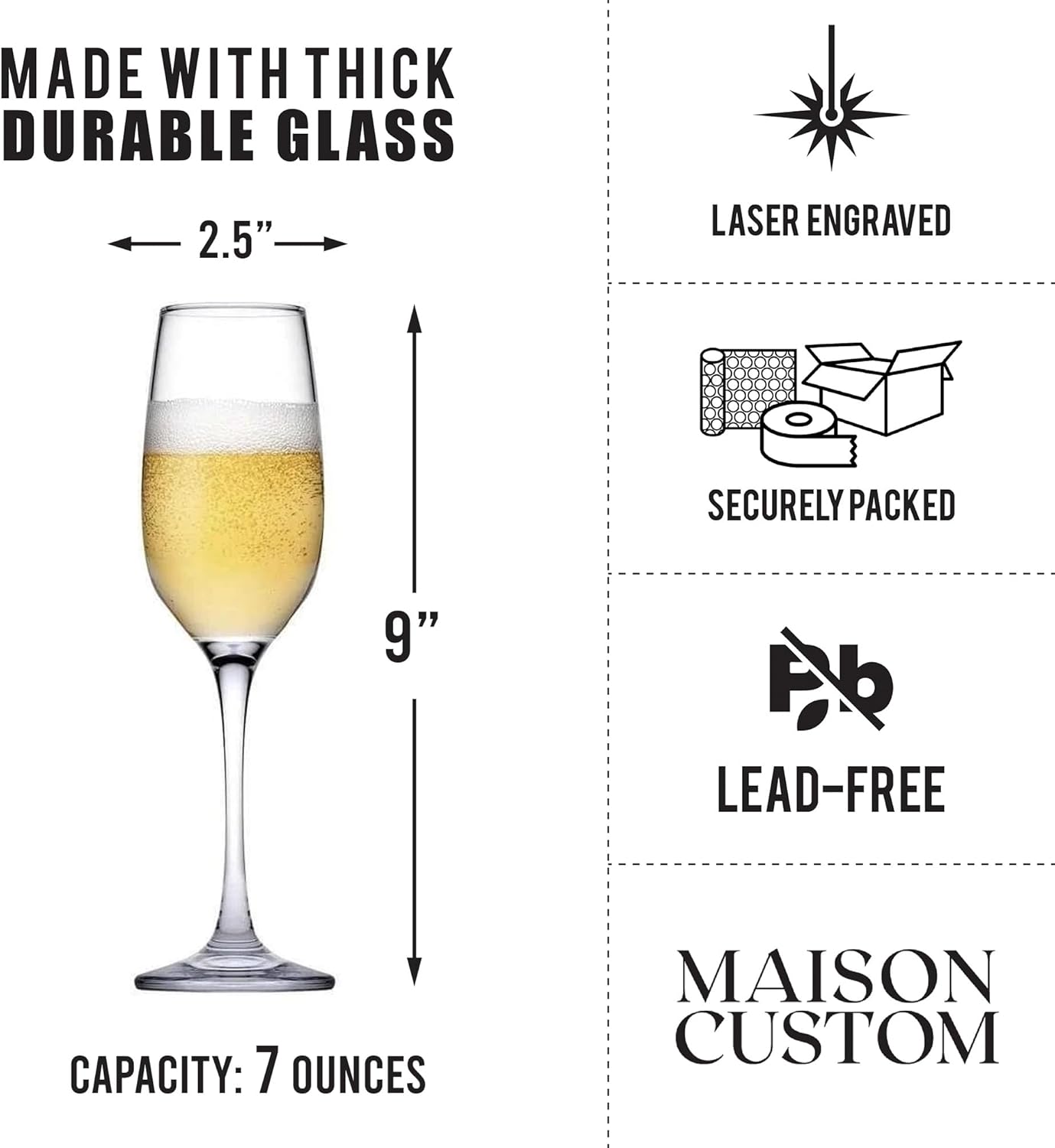 Personalized Champagne Flutes – Set of 2 – Custom Wedding Glasses – Bride & Groom Wedding Gifts for Mr & Mrs – Engagement, Bridal Shower, Anniversary, Gift for Couple – Valentines Day Gift – 6 Designs