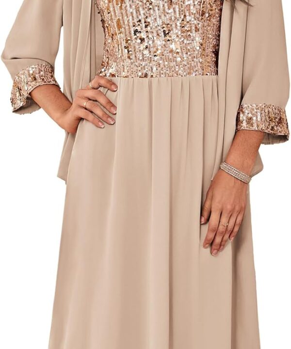GRACE KARIN Wedding Guest Dress Mother of The Bride Dresses Two Piece Formal Sequin Dress with Jacket Tea Length 2025