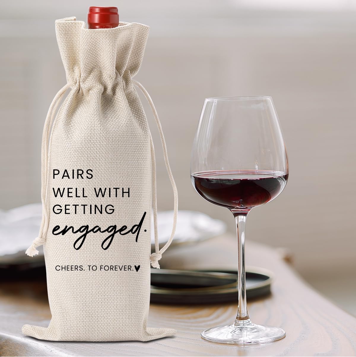 FBCCZEY Engaged Gifts, Engagement Gifts for Couples Her, Engagement Party Decorations Gifts for Engaged Couple Wine Bag, Pairs Well with Getting Engaged Wine Bottle Bag