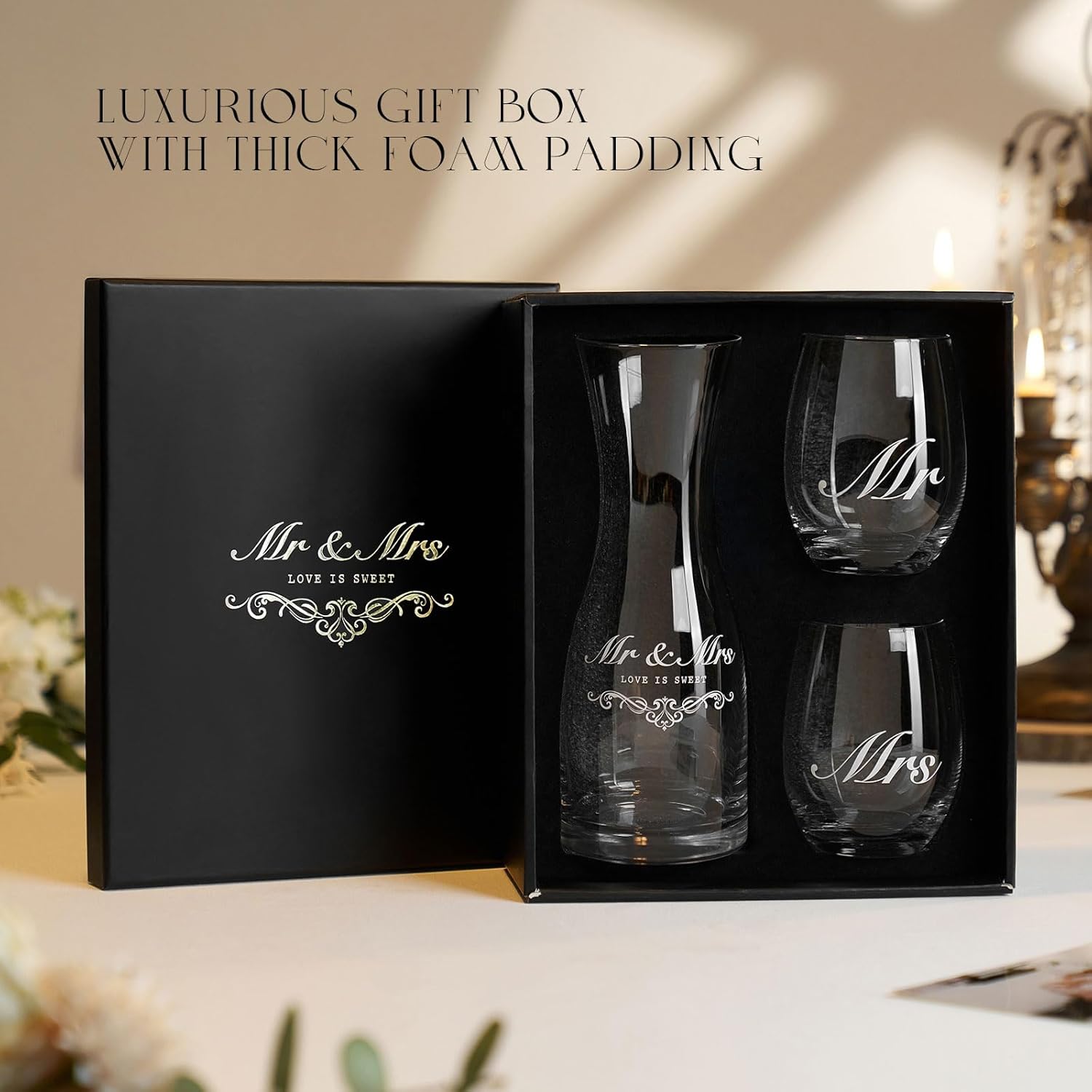AW BRIDAL Wedding Gifts Bridal Shower Gifts Engagement Gift for Couples 2025, Mr and Mrs Wine Glasses for Bride Groom, Anniversary Bachelorette Gift for Bride Newlyweds