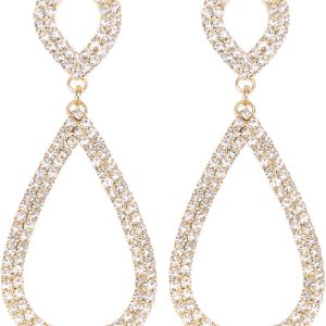 Rhinestone Teardrop Dangle Earrings Sparkly Wedding Jewelry