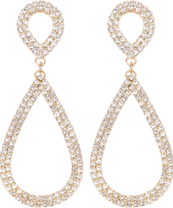 Rhinestone Teardrop Dangle Earrings Sparkly Wedding Jewelry
