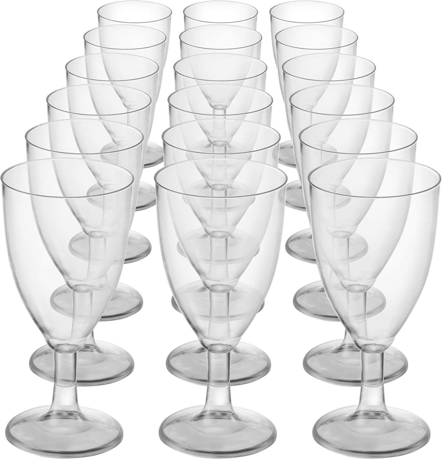 JoyServe 24 Plastic Wine Glasses Disposable - 7 Oz Clear BPA-Free Plastic Glasses with Stem, Reusable Party Wine Cups for Outdoor Parties, Weddings, Toasts, Drinks, Catering (Bulk Pack of 24)