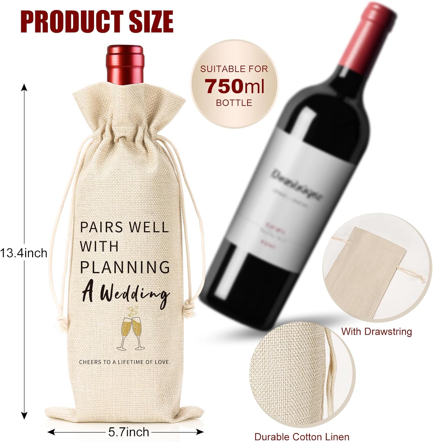 Wedding Engagement Gifts for Couple, Mr & Mrs Gift, Newlywed Wine Bag & Glass Pairs