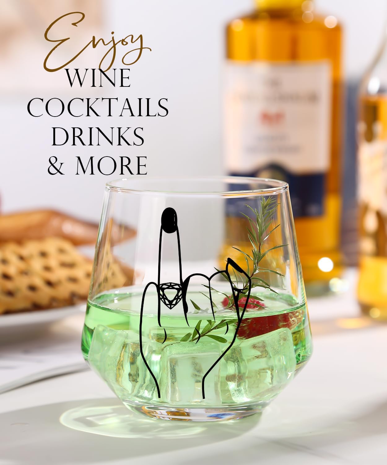 Engagement Gifts for Couple, Ring Finger Wine&Whiskey Glass Set,Bride and Groom Just Married Gift, Mr and Mrs Newlyweds Bridal Shower Gift,Wedding Gifts for Couples 2025