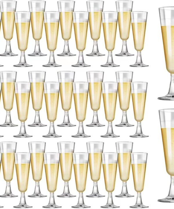 SUREHOME Plastic Champagne Flutes 40 Pack Disposable Champagne Glasses 5oz Clear Plastic Mimosa Glasses Wedding Cocktail Cups Bulk for New Years Eve Party Supplies 2025 Engagement Birthday Decorations