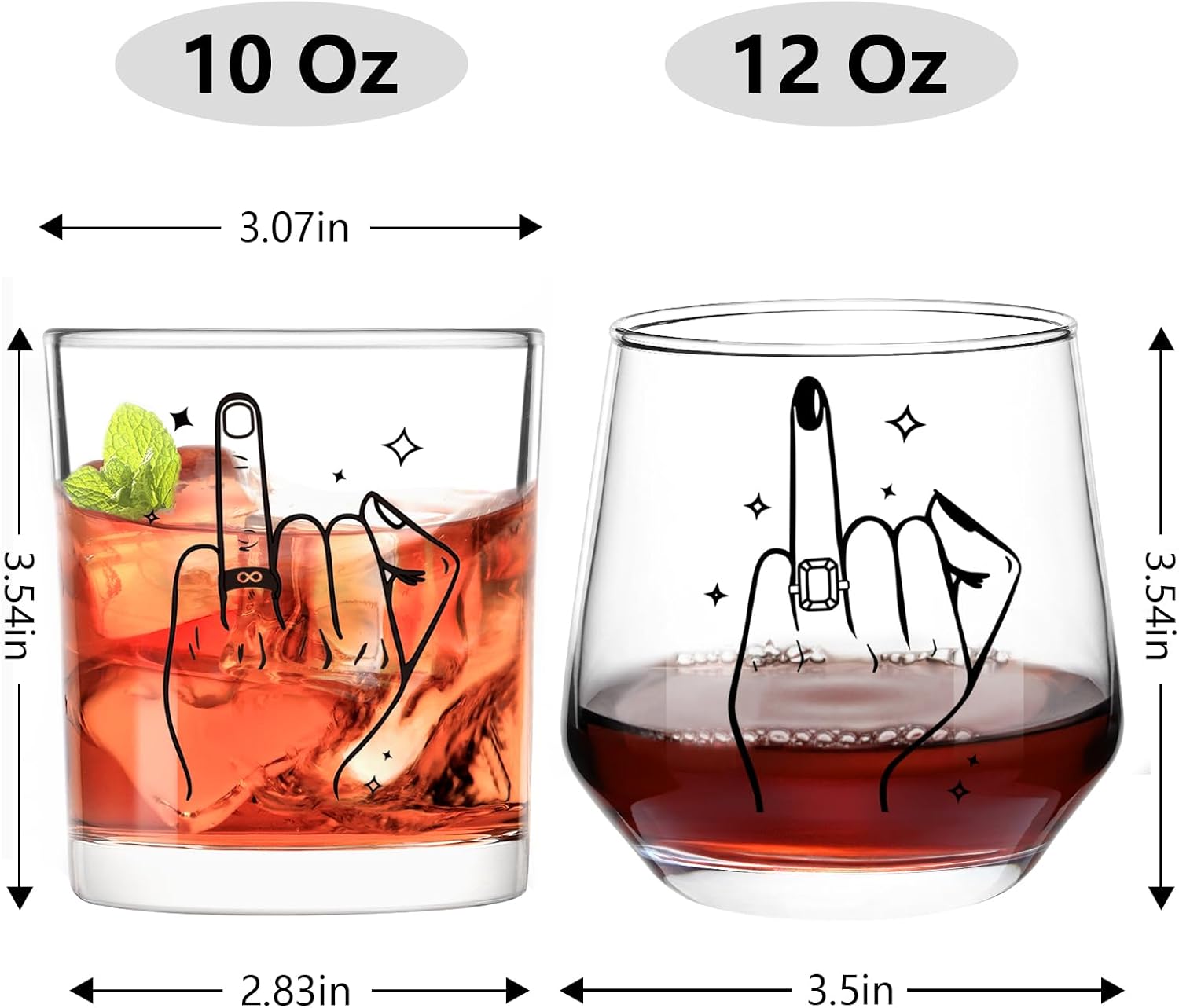 Futtumy Ring Finger Wine Glasses and Whisky Glasses, Wedding Gifts for Couples, Bridal Shower Gifts, Engagement Gift, Bride and Groom Gift, Engagement Present for Couples Mr. Mrs. His Hers