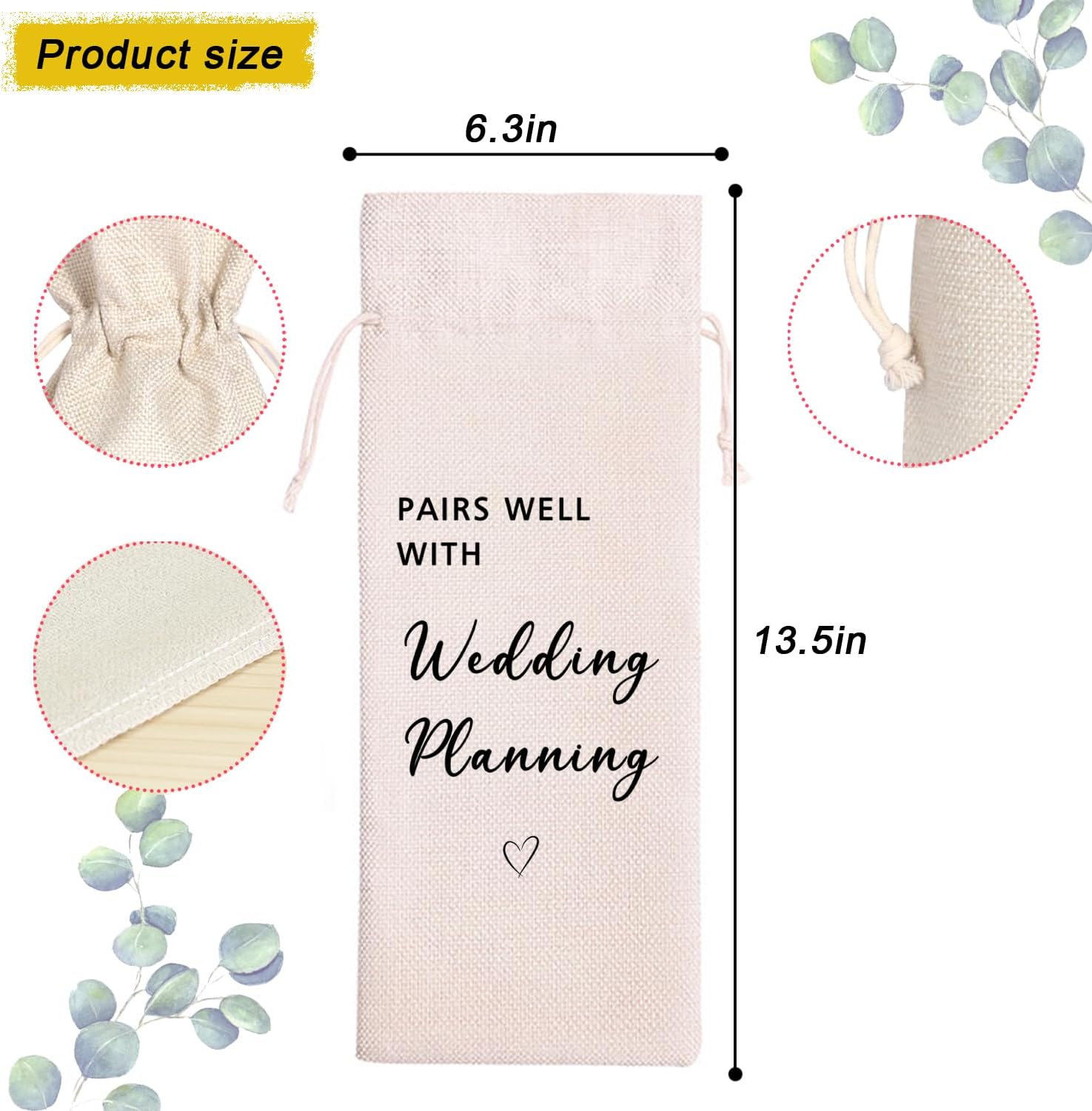 Wedding Planning Gift | Wedding Engagement Gifts Wine Bag | Engagement Party Gifts | Pairs well with wedding planning Mr and Mrs Gifts for Couple 11WB44