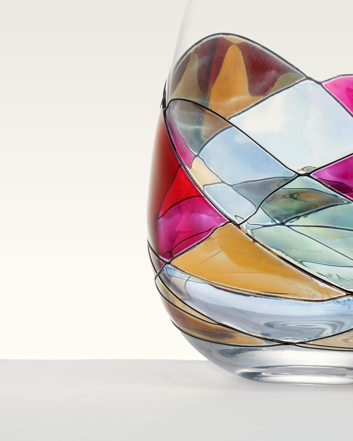 BARCELONA Stemless Wine Glasses HandPainted Set of 1 Unique Wine Gift for Wedding, Anniversary, Housewarming & Christmas Sagrada Familia Style Ideal for Women & Men