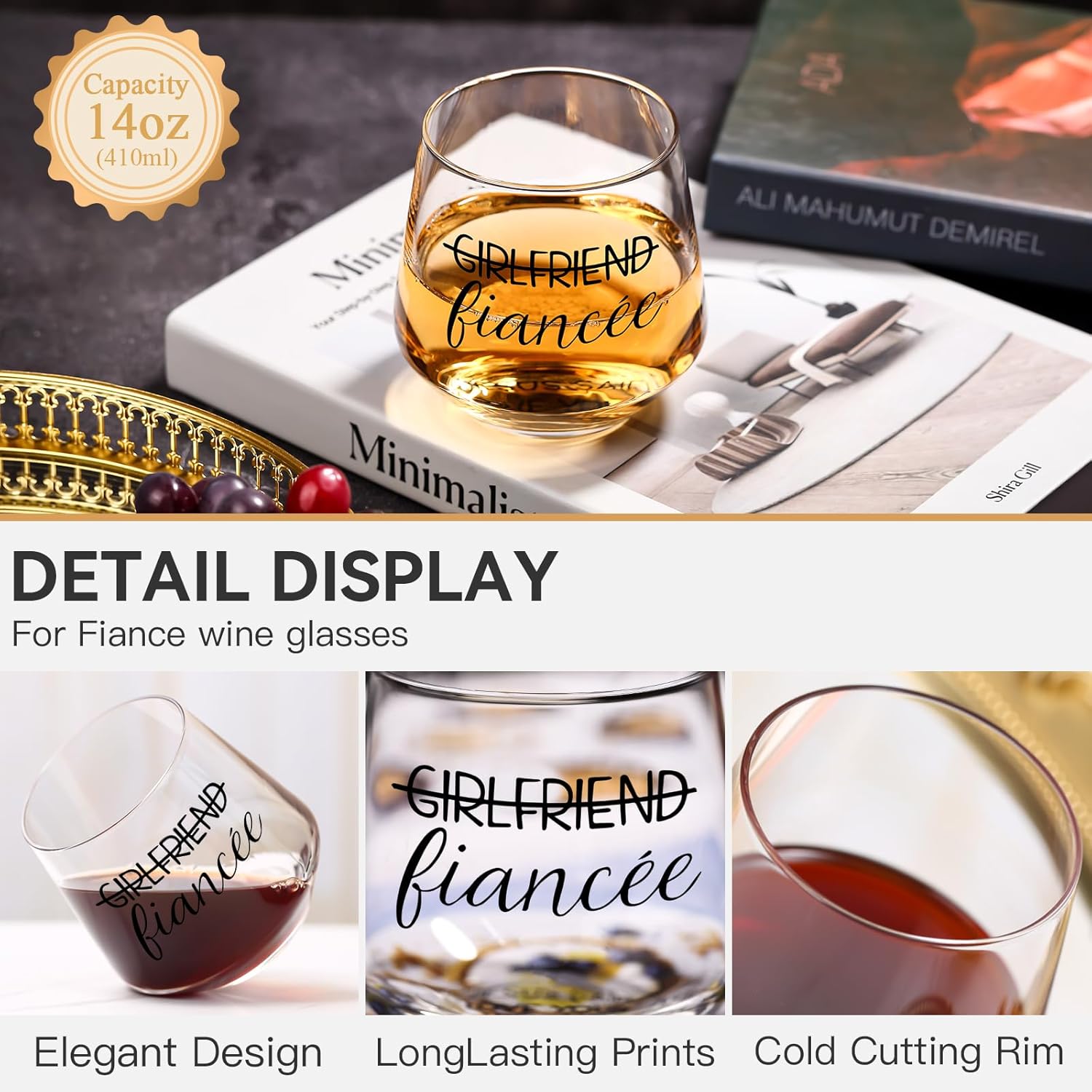 Engagement gifts for couples gifts for Newly Engaged,2025 Engagement present for Her Fiance Fiancee wine glasses for Women,Mr Mrs Gifts engaged gifts for Bridal,Women Engagement Gifts