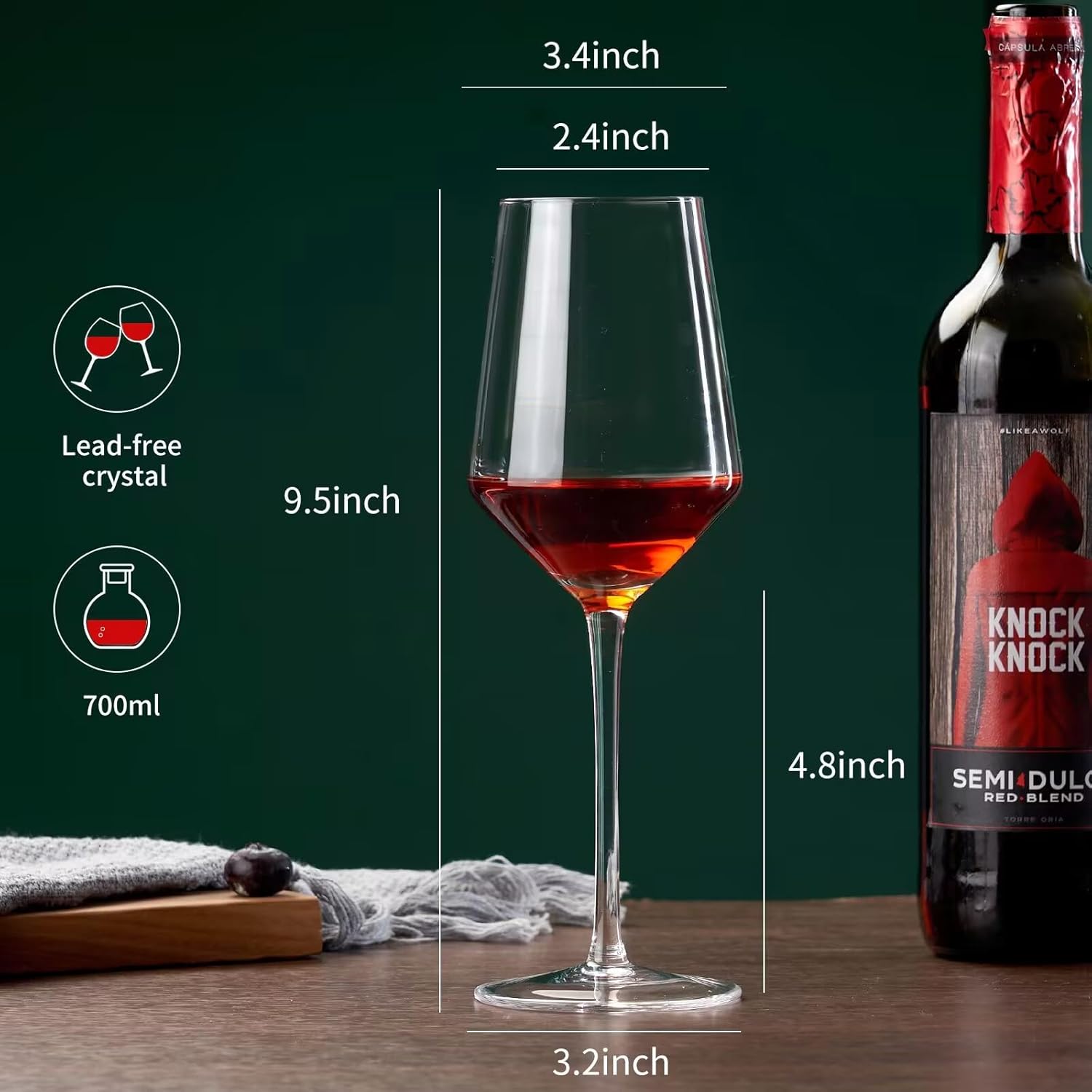 ACHEER Crystal Wine Glasses Set of 4 – Hand Blown Red Wine or White Wine Glass – 14Oz – Long Stem Wine Glasses Gift for Wedding, Anniversary, Christmas