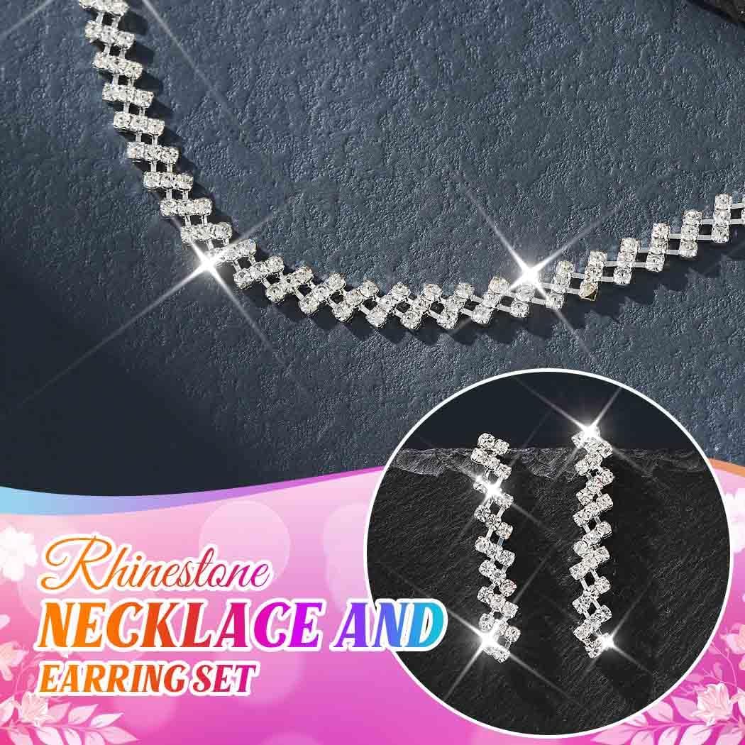 Unicra Rhinestone Bridal Wedding Jewelry Sets Silver Necklace Earrings Bracelet Set Prom Formal Costume Jewelry Set for Women and Brides