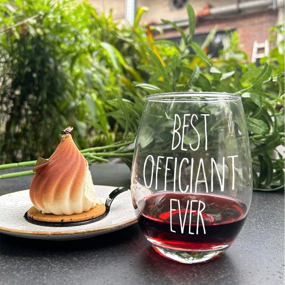 Funny Wine Glass Gifts for Wedding Officiant, Best Officiant Ever Gifts from Bride & Groom, Wedding Officiant Gifts, Officiant Gifts for Wedding Day, Thank You Gift for Wedding Officiant with Wine Bag