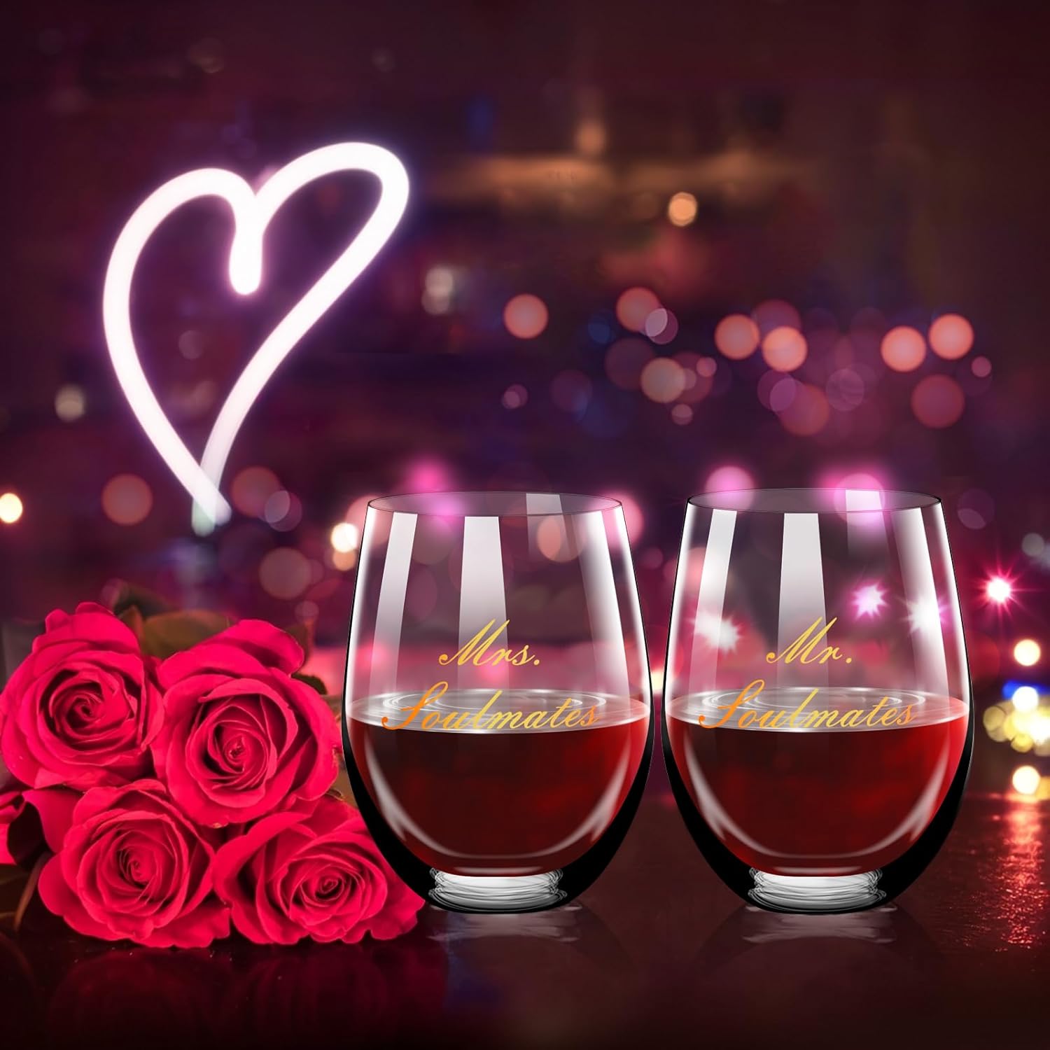 Mr & Mrs Wine Glasses Set of 2, Champagne Wedding Gifts Sets for Bridal Shower,Engagement Gifts for Couples Newlyweds Anniversary with Elegant Keepsake Box