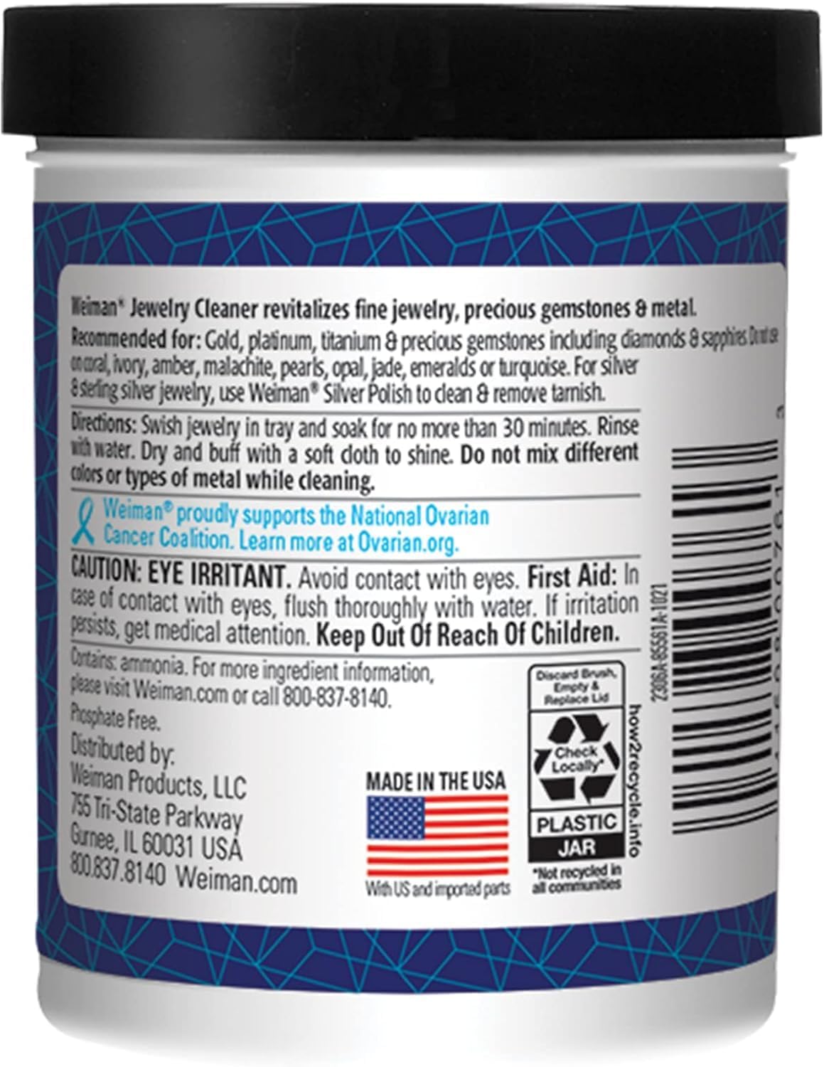 Weiman Fine Jewelry Cleaner Liquid with Cleaning Brush Restores Shine & Brilliance to Gold, Platinum, Precious Gemstones & Diamond Jewelry, 6 Oz