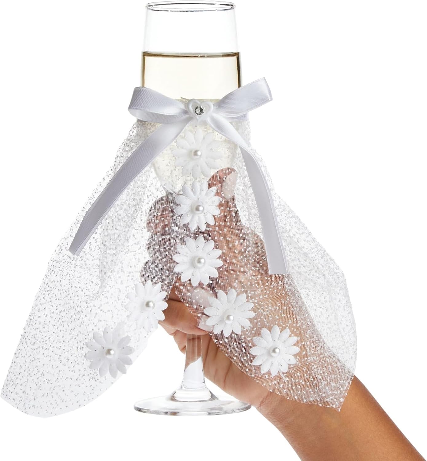 Sparkle and Bash Wedding Glasses for Bride & Groom – 2-Pc 8.75 In Flutes, Black & White, Modern – Champagne Toasting Flutes for Wedding Gifts for Newlyweds, Bridal Shower & Decor