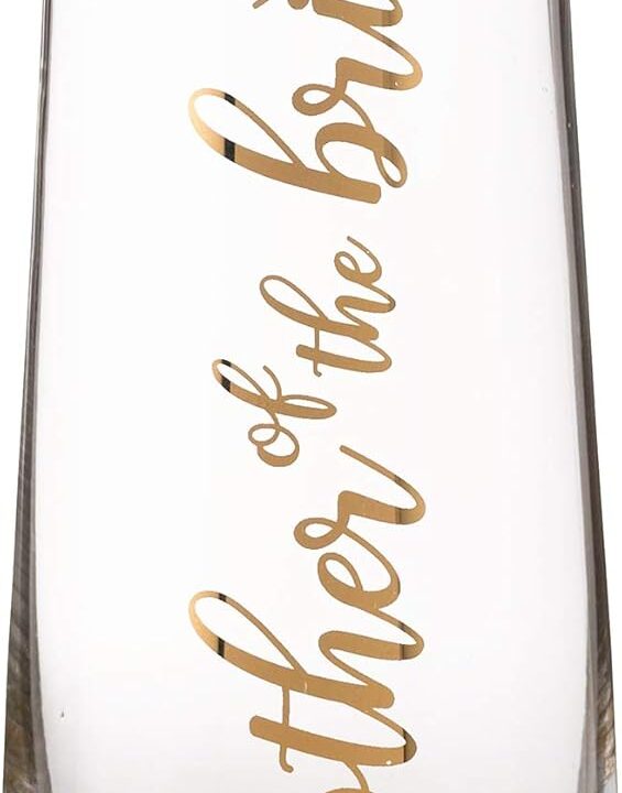Lillian Rose Mother of Bride Stemless Champagne Glass and Wedding Toasting Glass (G116 MB)