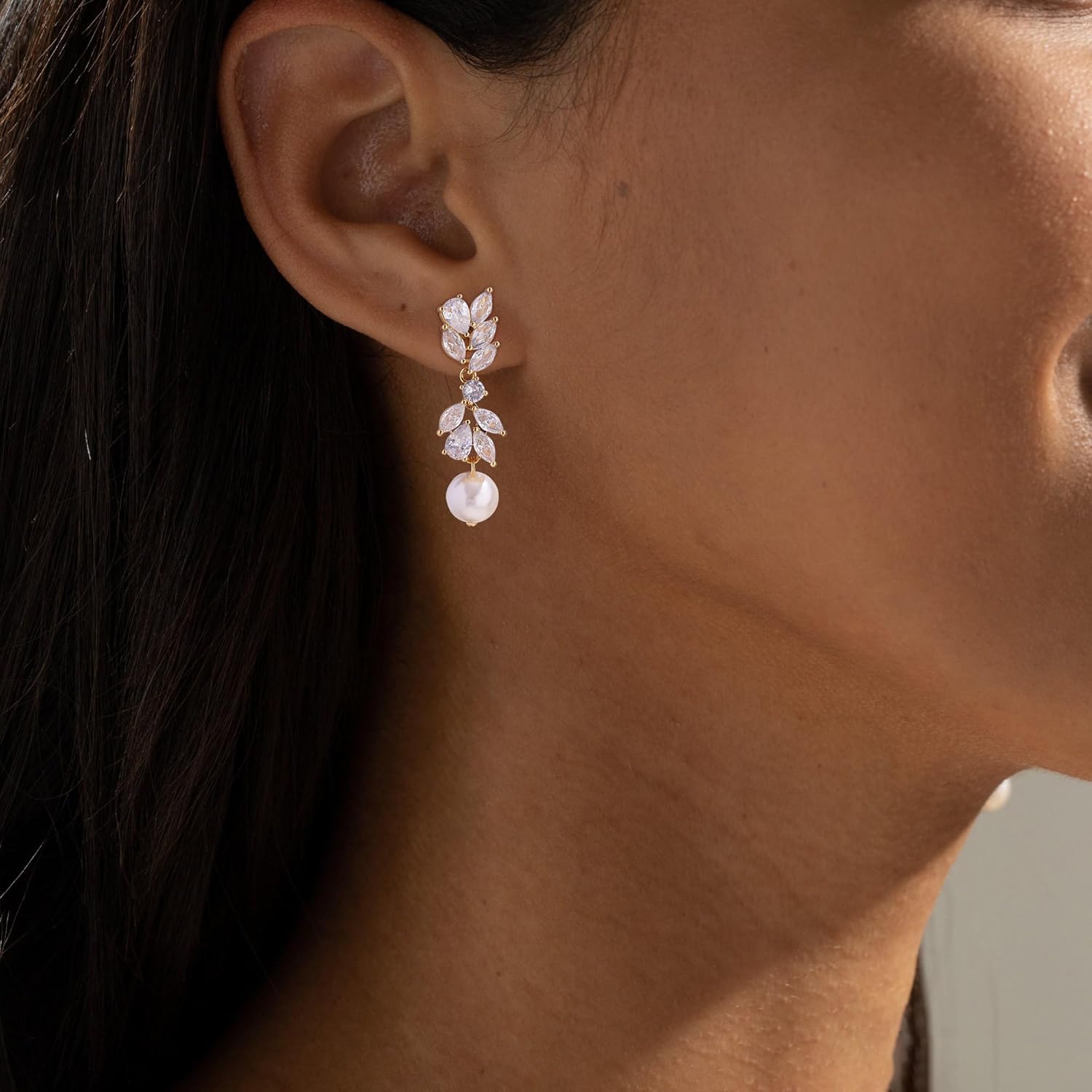 14K Gold Plated Butterfly Dangle Earrings for Women – Dainty, Trendy, Hypoallergenic CZ Drop Earrings – Simple Long Dangling Jewelry