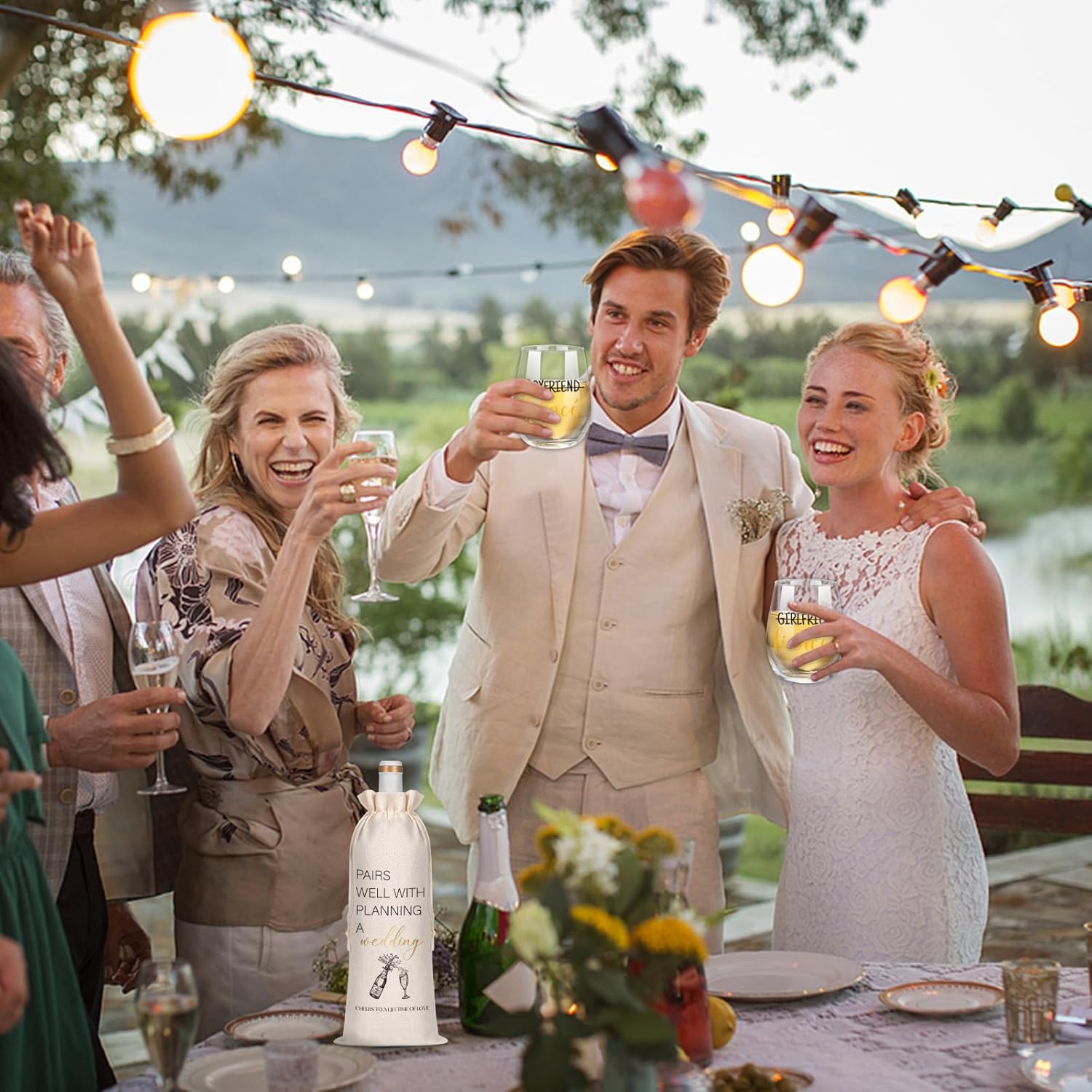 Engagement Gifts for Couples, Newly Engaged Gifts for Couples, Cool Engagement Gift for Her, Fiance Fiancee Gift for Him and Her, Bride and Groom Engagement Wine Glasses, Women Engagement Party Gifts