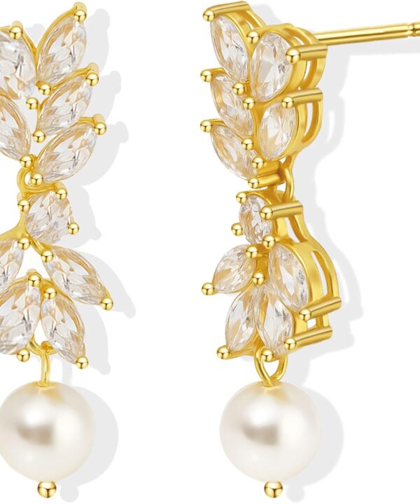 14K Gold Plated Butterfly Dangle Earrings for Women - Dainty, Trendy, Hypoallergenic CZ Drop Earrings - Simple Long Dangling Jewelry