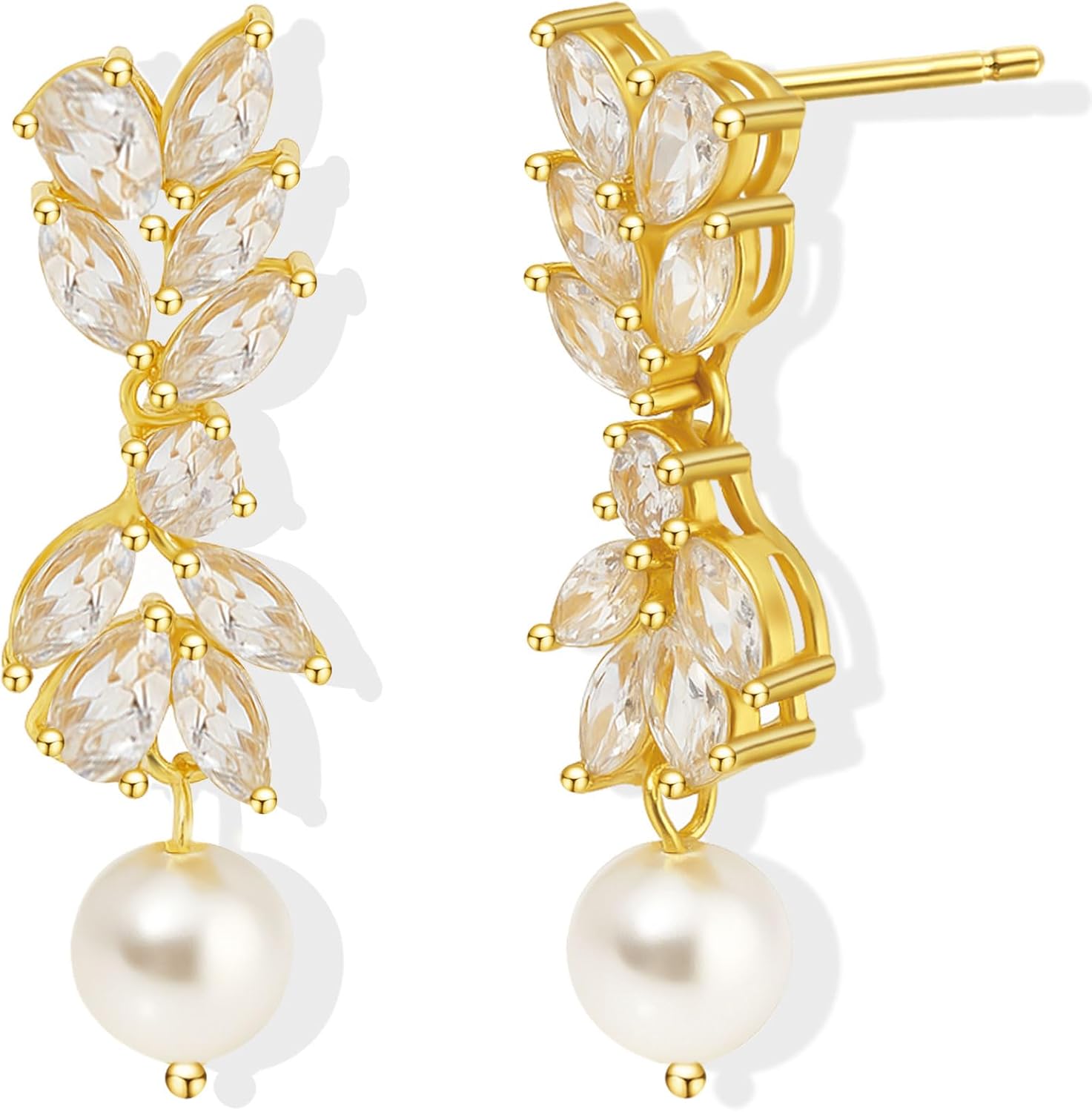 14K Gold Plated Butterfly Dangle Earrings for Women - Dainty, Trendy, Hypoallergenic CZ Drop Earrings - Simple Long Dangling Jewelry