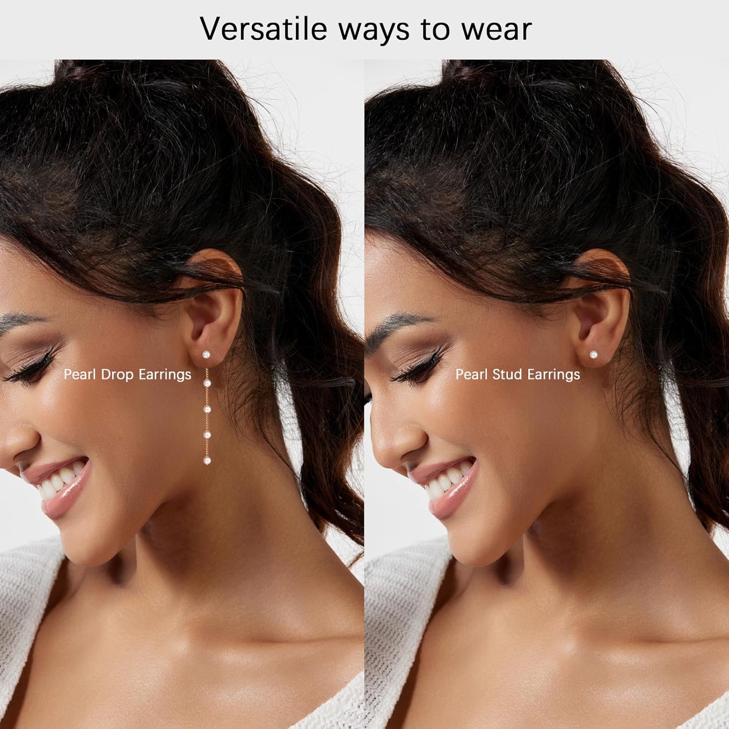 Gold Jewelry Set for Women – Dainty 14K Gold/Silver Plated Pearl Choker Necklace, Drop Earrings & Bracelets – Wedding Trendy Pearl Jewelry Gift