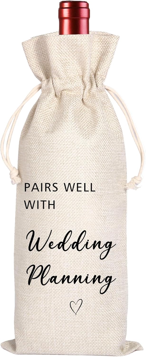 Wedding Planning Gift | Wedding Engagement Gifts Wine Bag | Engagement Party Gifts | Pairs well with wedding planning Mr and Mrs Gifts for Couple 11WB44