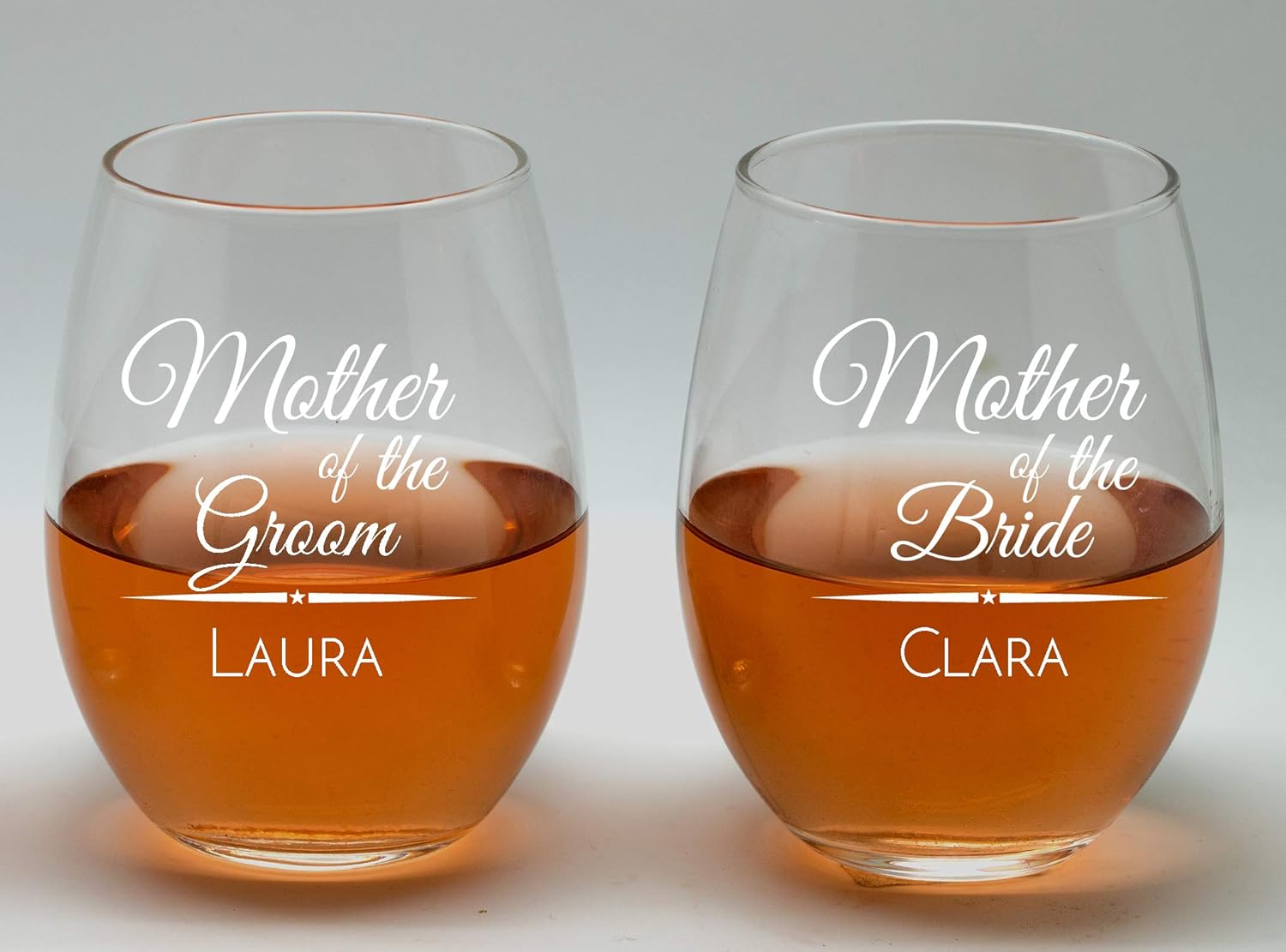 Mother of Groom and Bride wine glasses set,20oz Etched Stemless Wine Glasses for Couples, Perfect Engagement Wine Glasses,Bridal shower Wine Glasses, Wedding party, Anniversary Wine Glasses