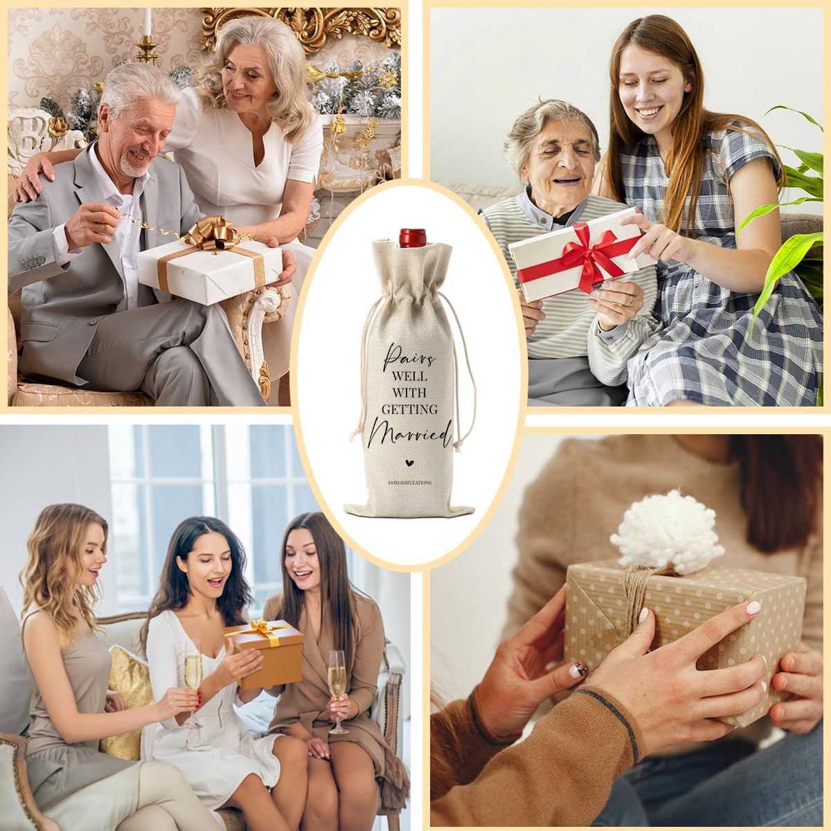 Wedding Gifts for Bride and Couple – Bridal Shower, Honeymoon, Bachelorette Party Wine Bag for Women, Men, Friend, Niece – Mrs Gift for Wine Bottles